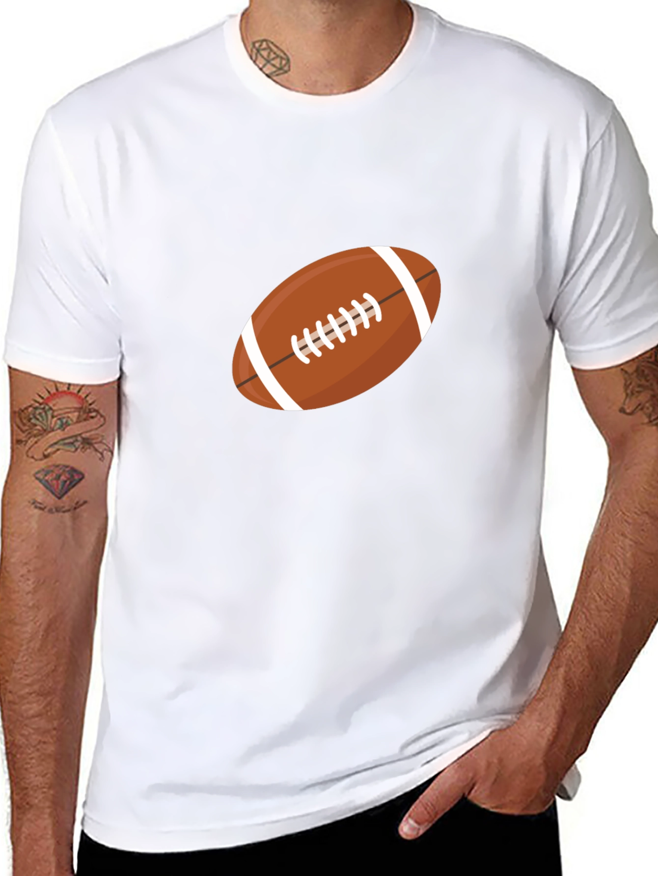 Football Graphic Print Black T-Shirt