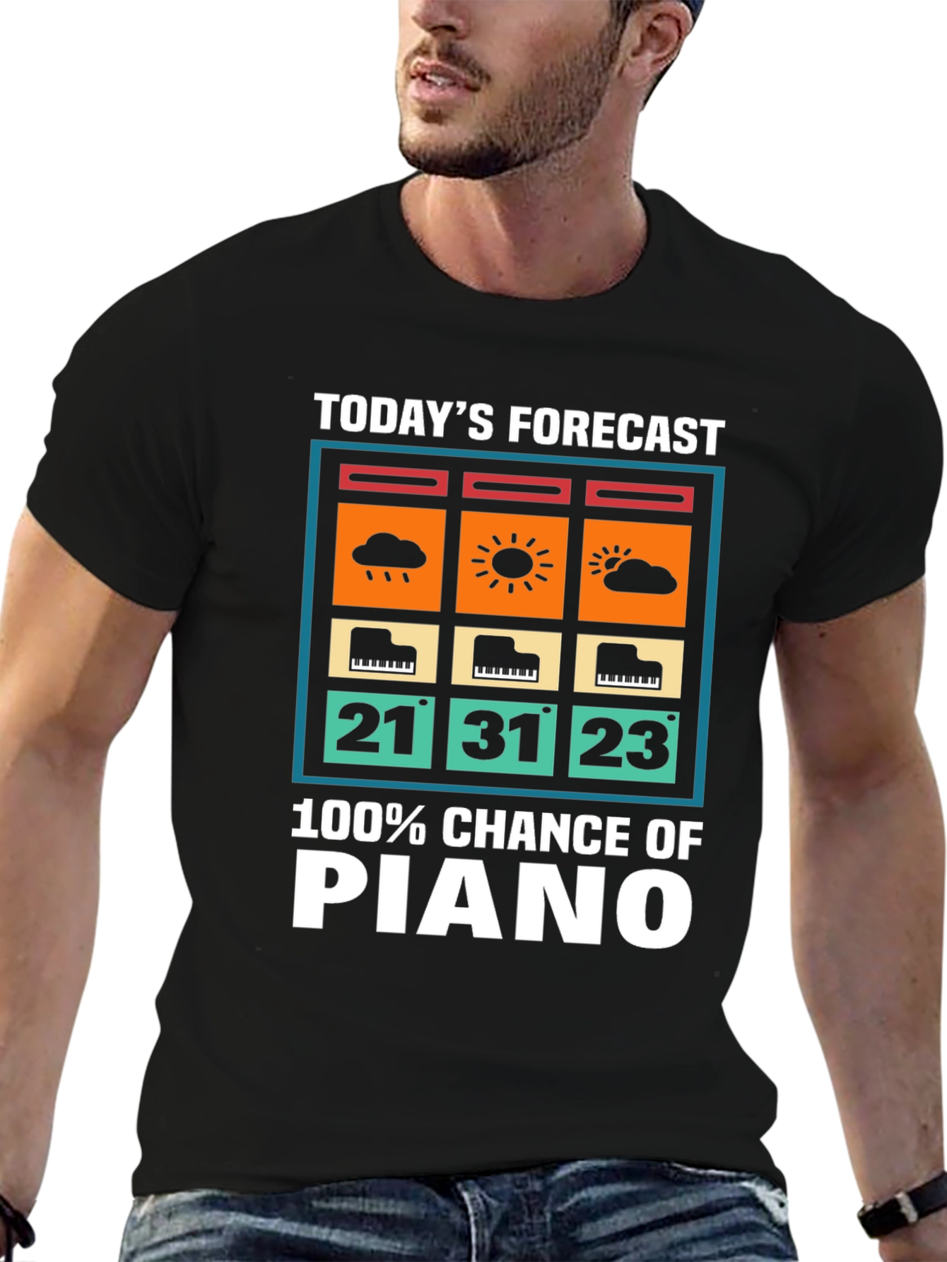 Piano Forecast T-Shirt: 100% Chance of Music!