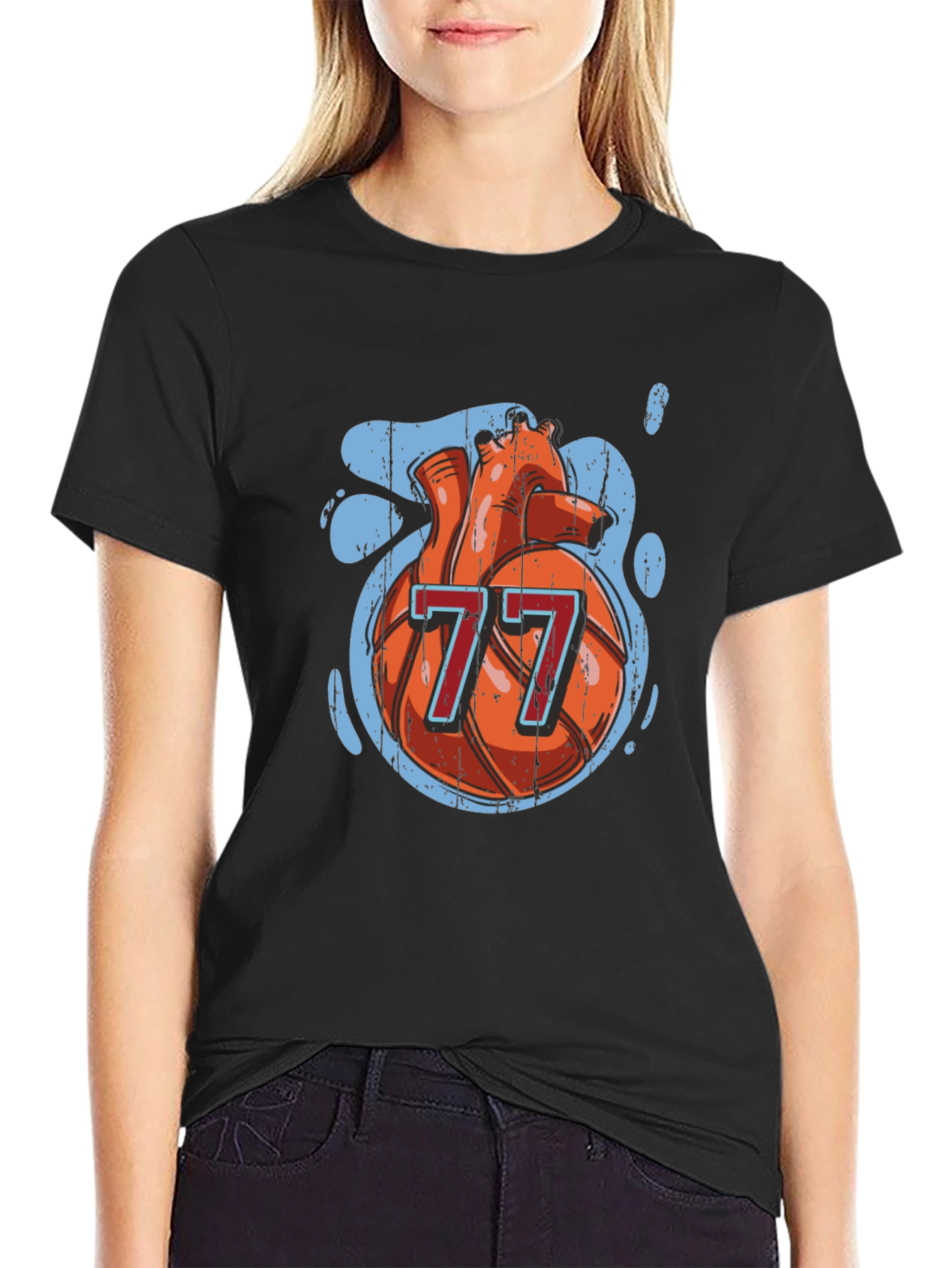 Basketball Heart Number 77 Graphic Tee