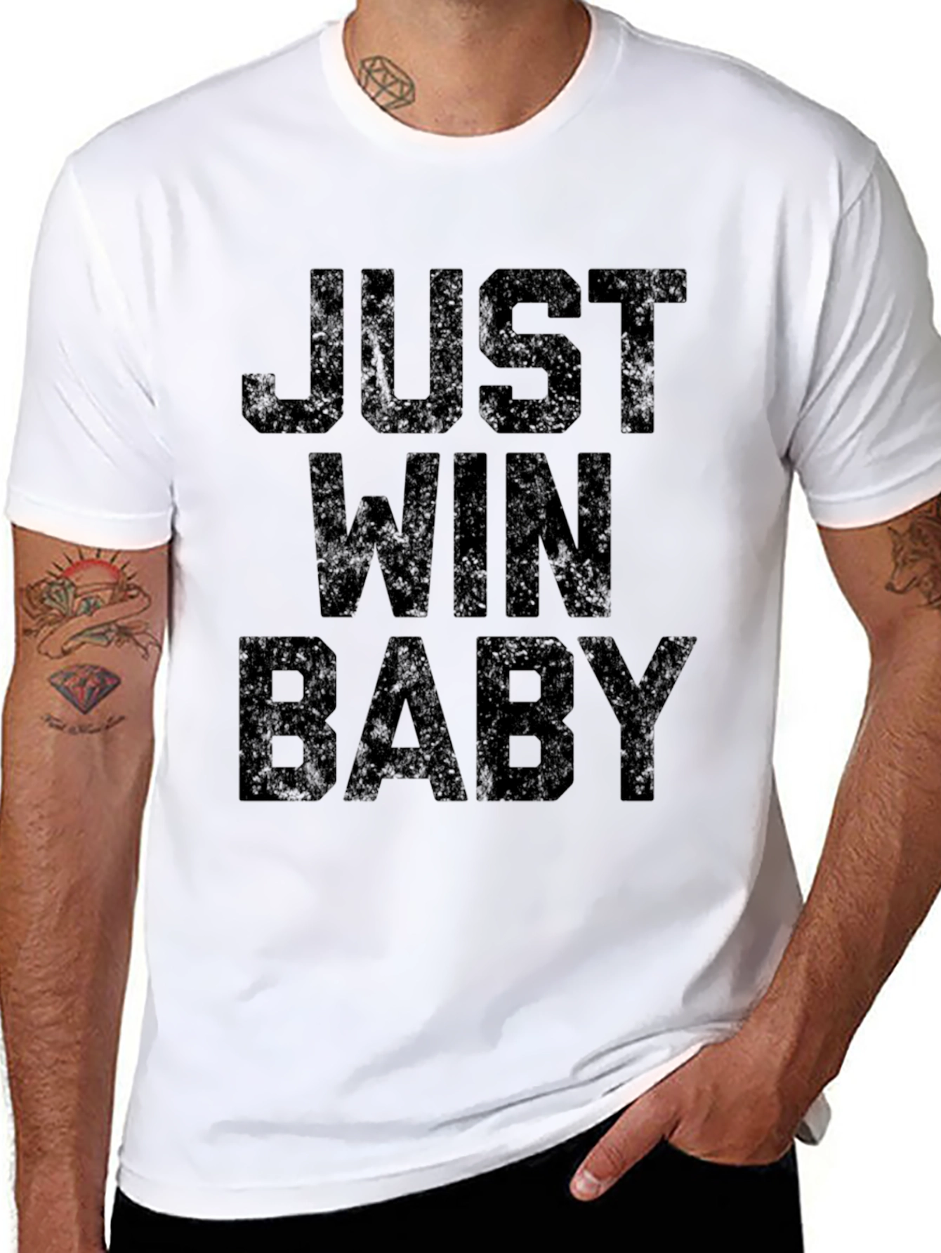 Just Win Baby Graphic Tee - Black Cotton T-Shirt