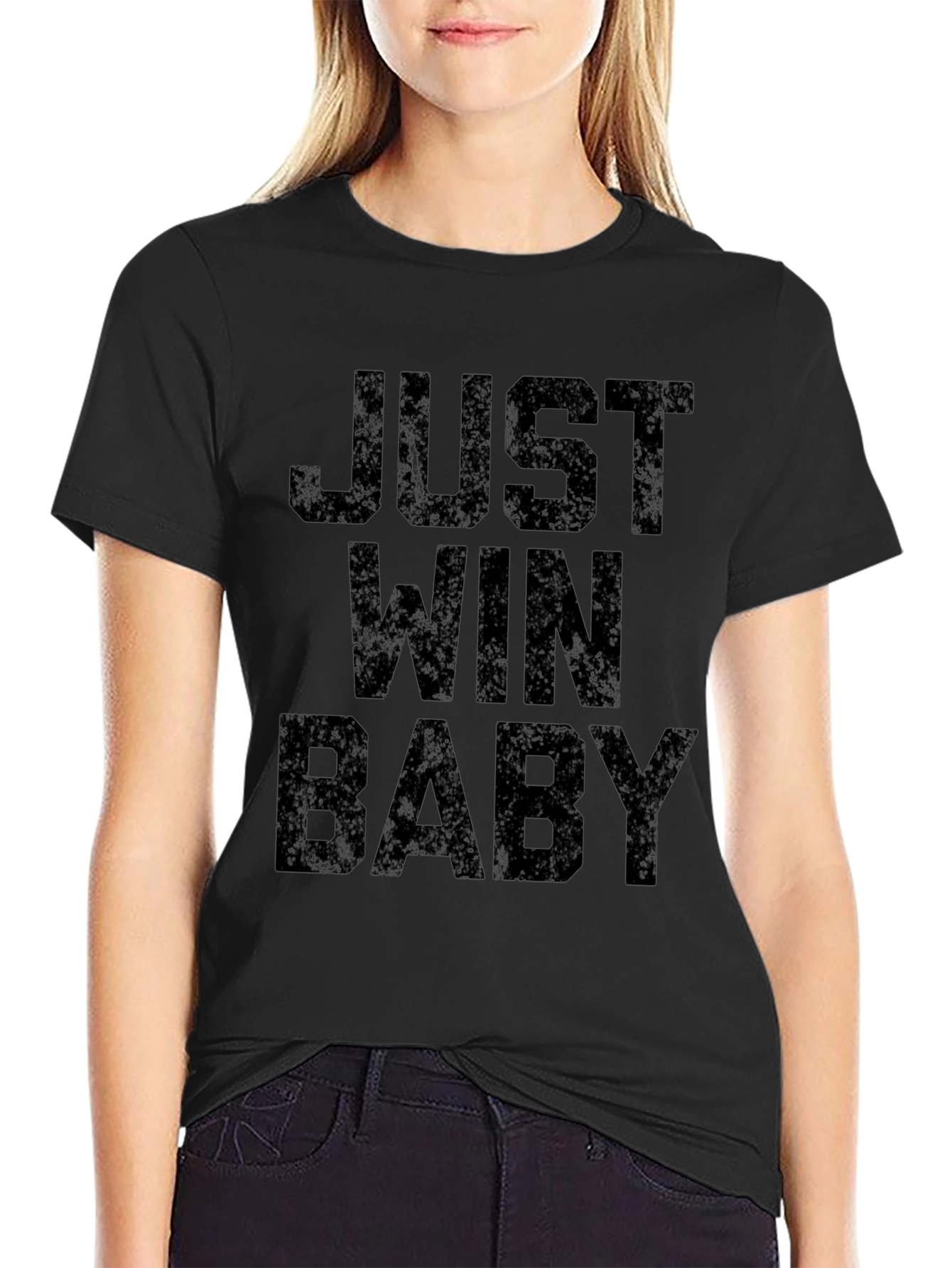 Just Win Baby Graphic Tee - Black Cotton T-Shirt