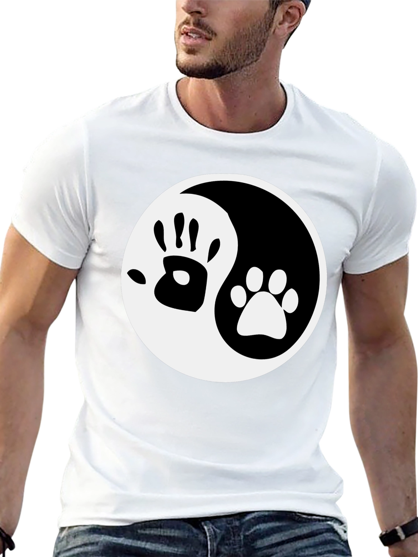 Yin Yang Hand Paw Print T-Shirt
