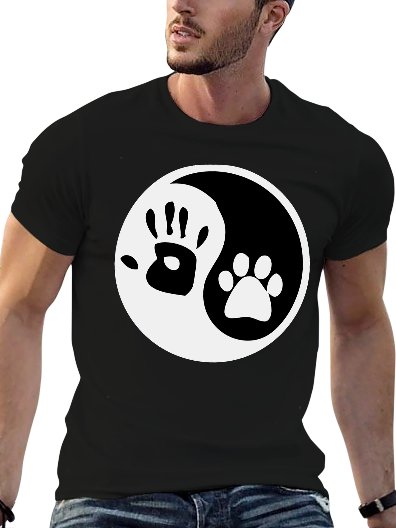 Yin Yang Hand Paw Print T-Shirt