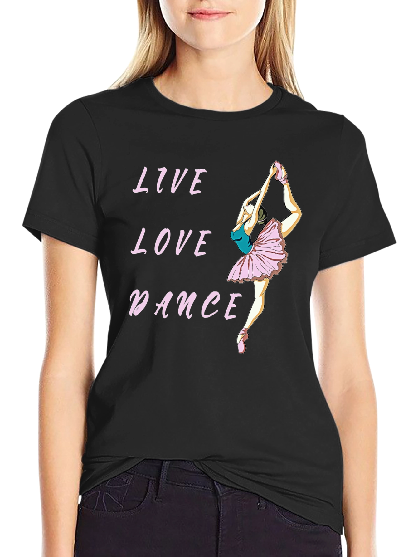 Live Love Dance Ballet T-Shirt - Black Cotton Tee