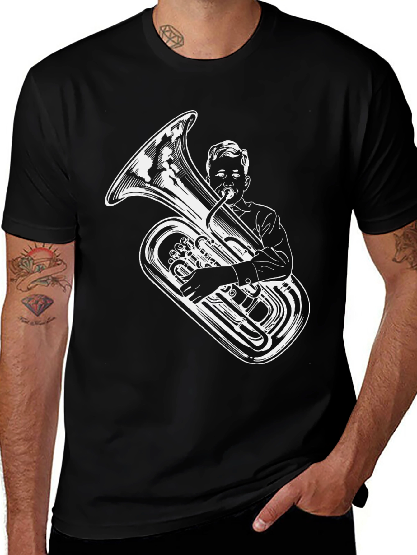 Mans Tuba Player Graphic Tee