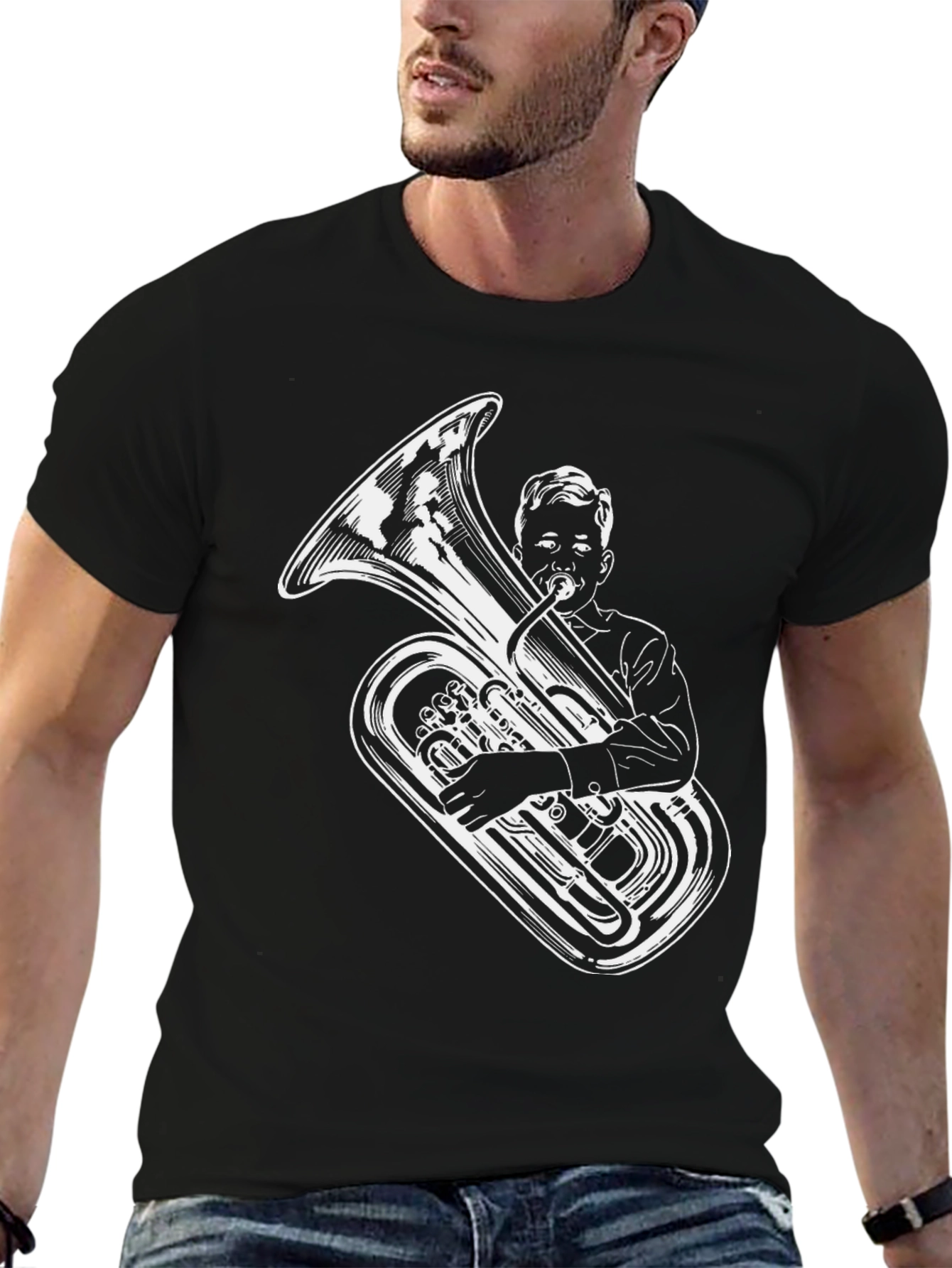 Mans Tuba Player Graphic Tee