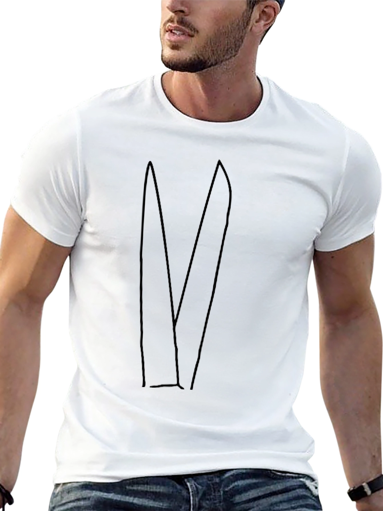 Minimalist Bunny Ears Black Graphic Tee