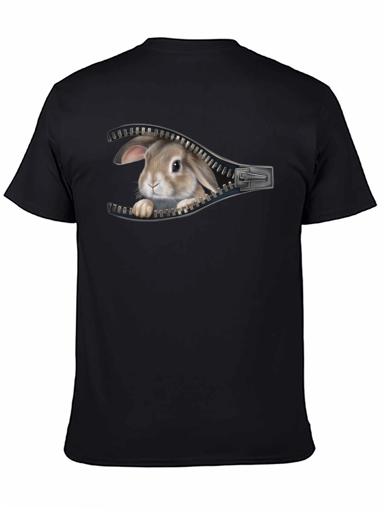 Rabbit Zipper T-Shirt - Peekaboo Bunny Design