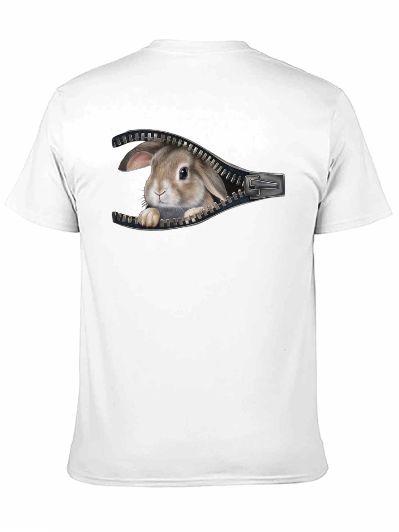 Rabbit Zipper T-Shirt - Peekaboo Bunny Design
