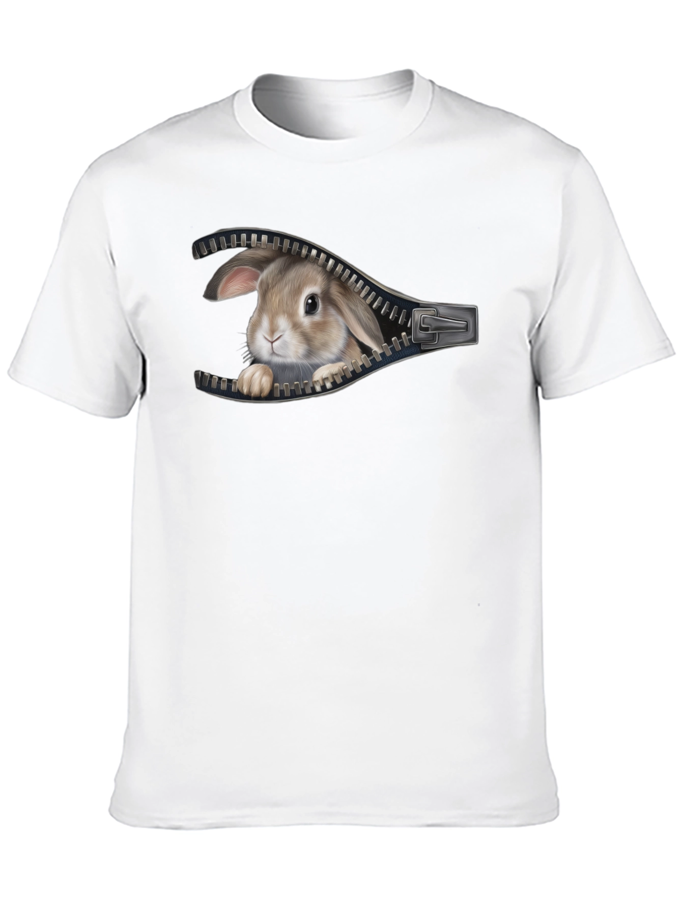 Rabbit Zipper T-Shirt - Peekaboo Bunny Design