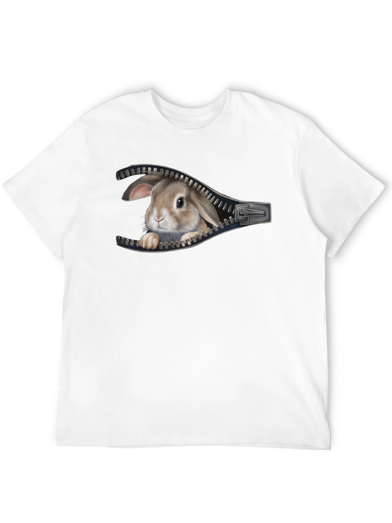 Rabbit Zipper T-Shirt - Peekaboo Bunny Design