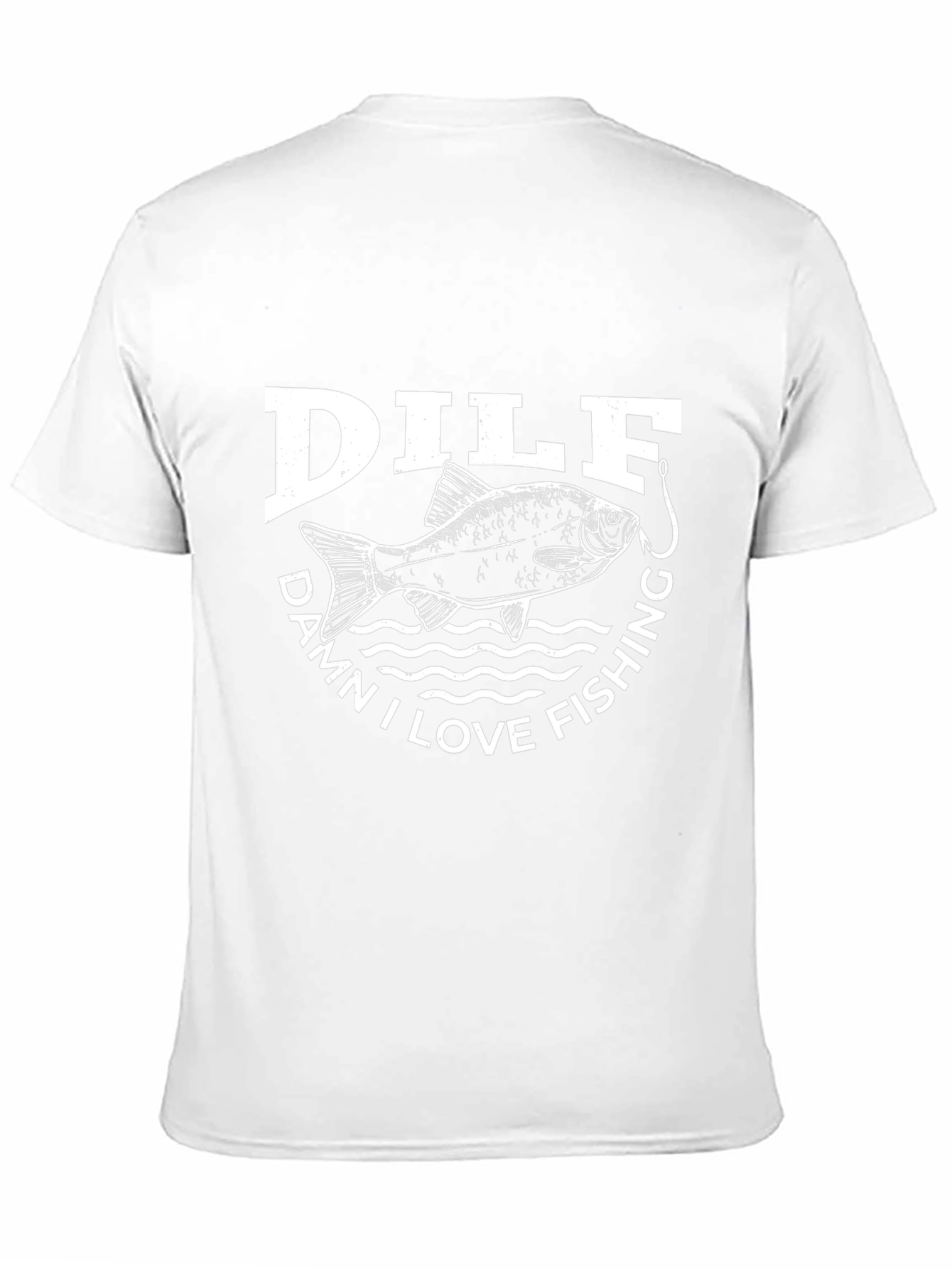 DILF Damn I Love Fishing Mens Black Graphic T-Shirt