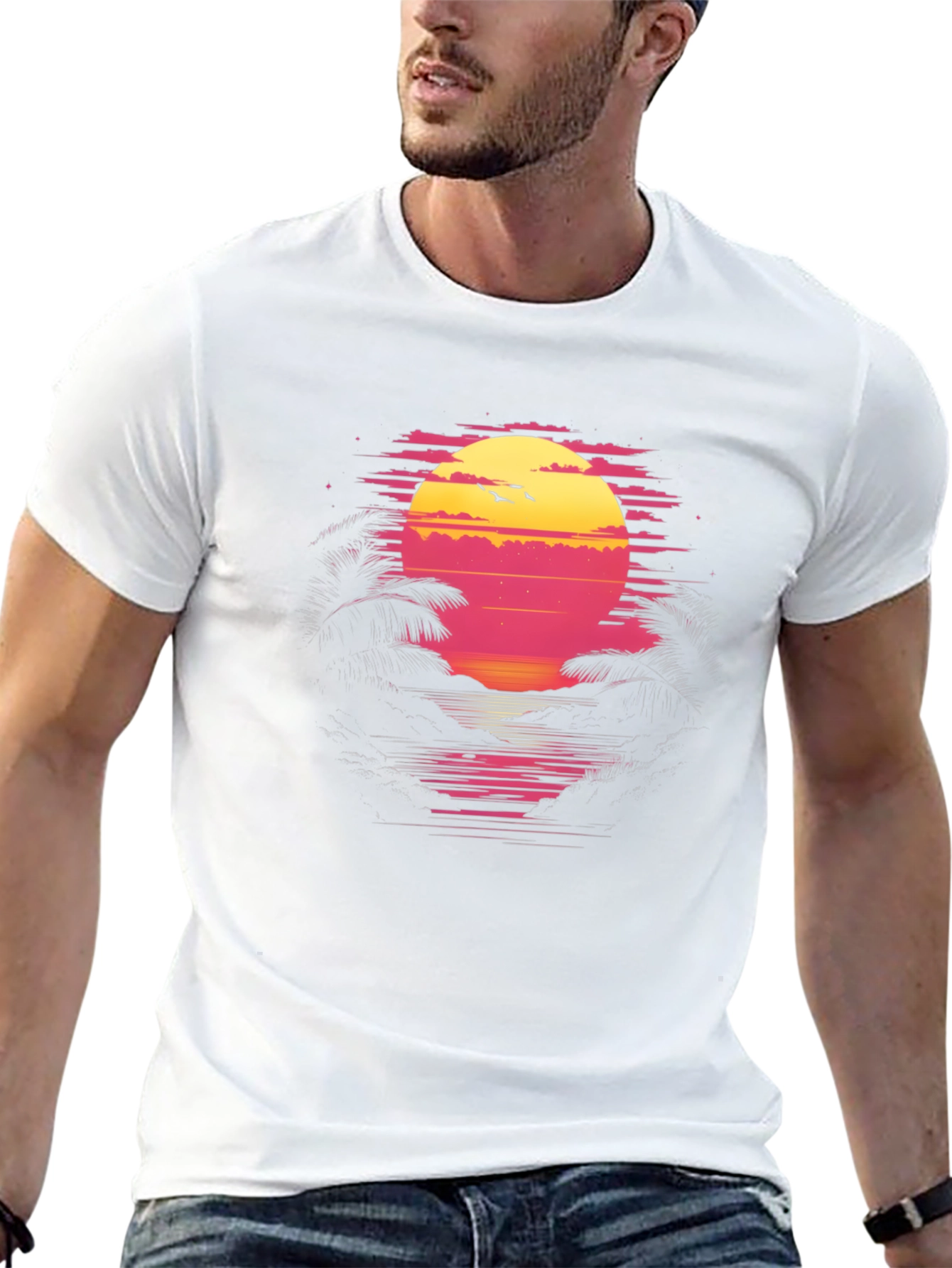 Retro Sunset T-Shirt - Beach Vibes