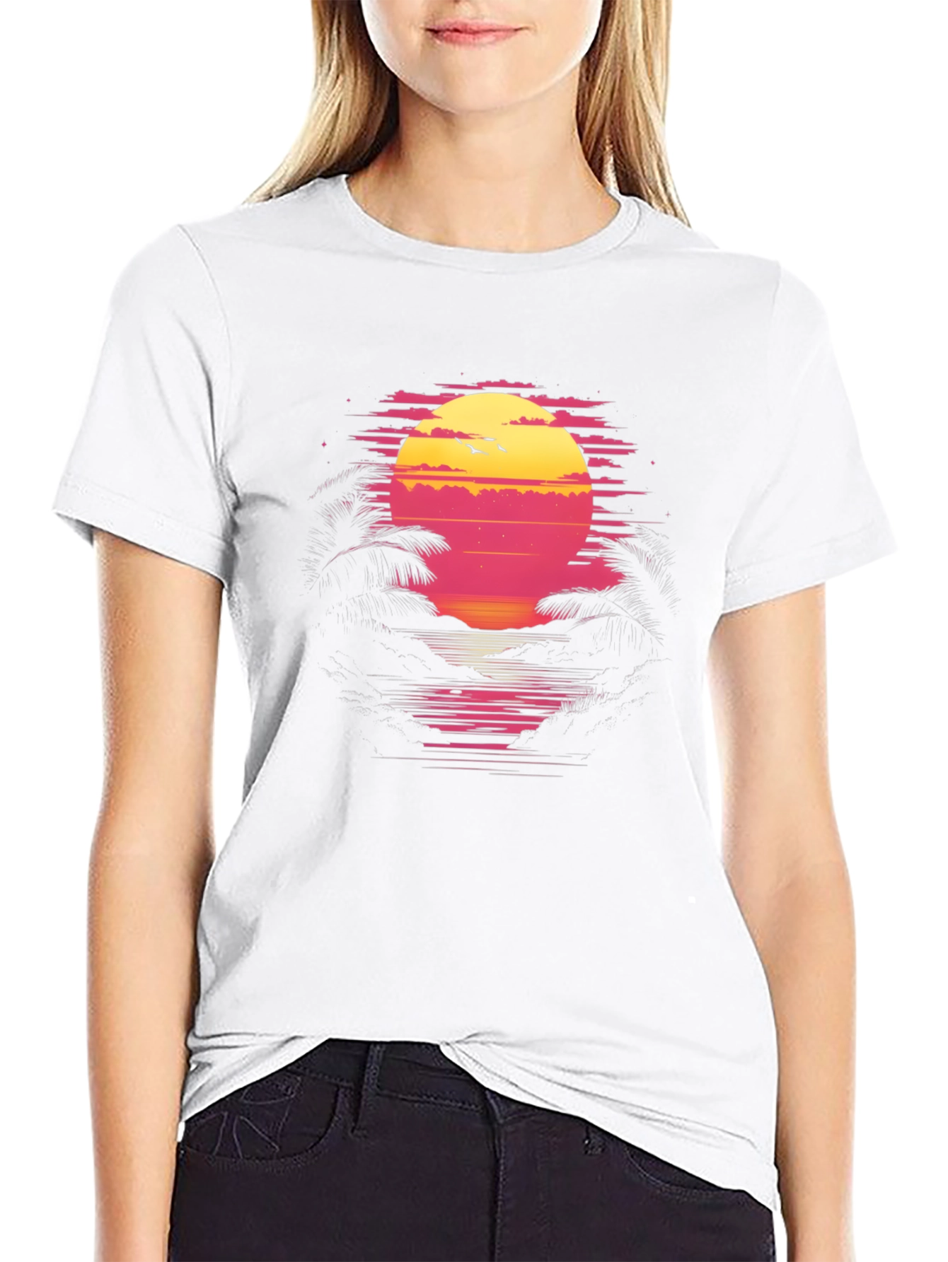 Retro Sunset T-Shirt - Beach Vibes