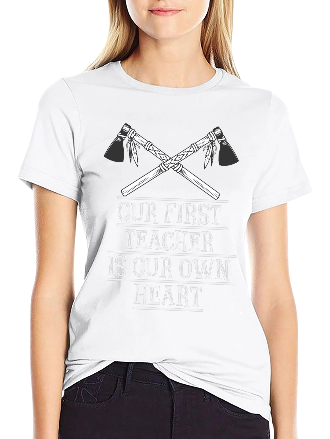 Our First Teacher Heart T-Shirt - Black