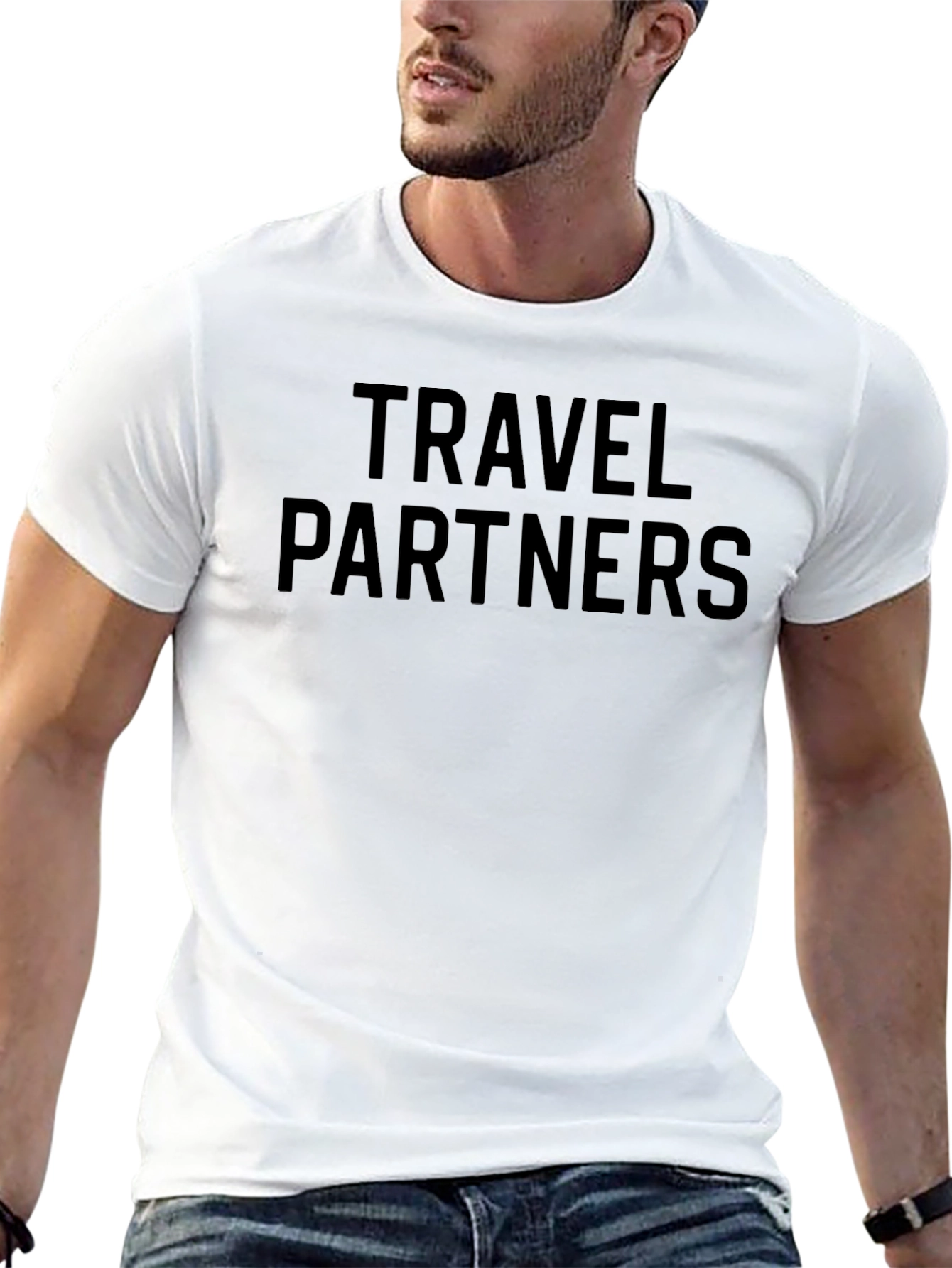 Travel Partners Graphic Tee - Black Crew Neck T-Shirt