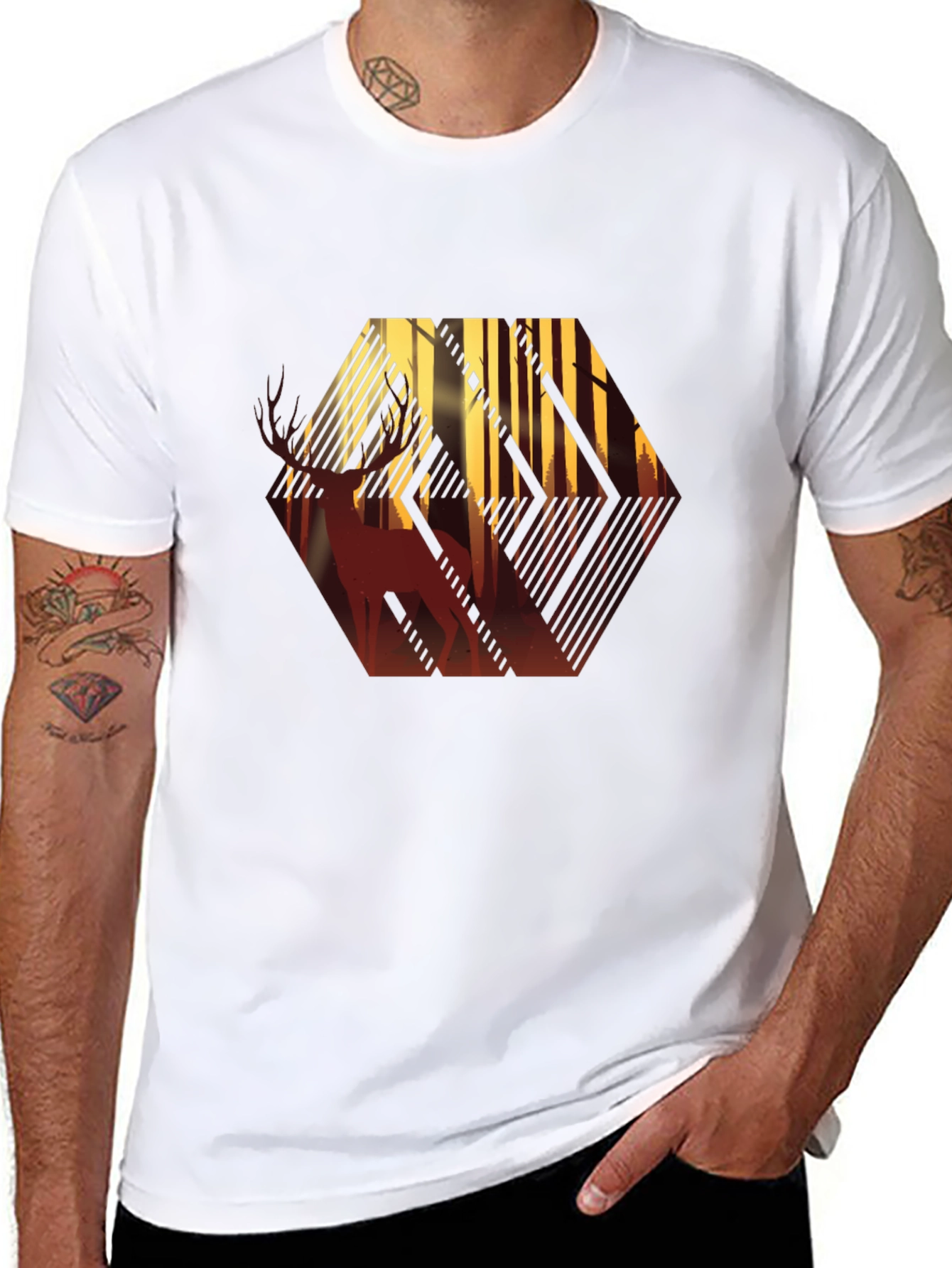 Deer Forest Silhouette Graphic T-Shirt