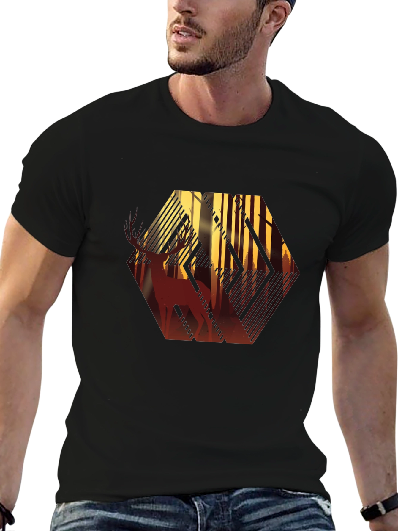 Deer Forest Silhouette Graphic T-Shirt