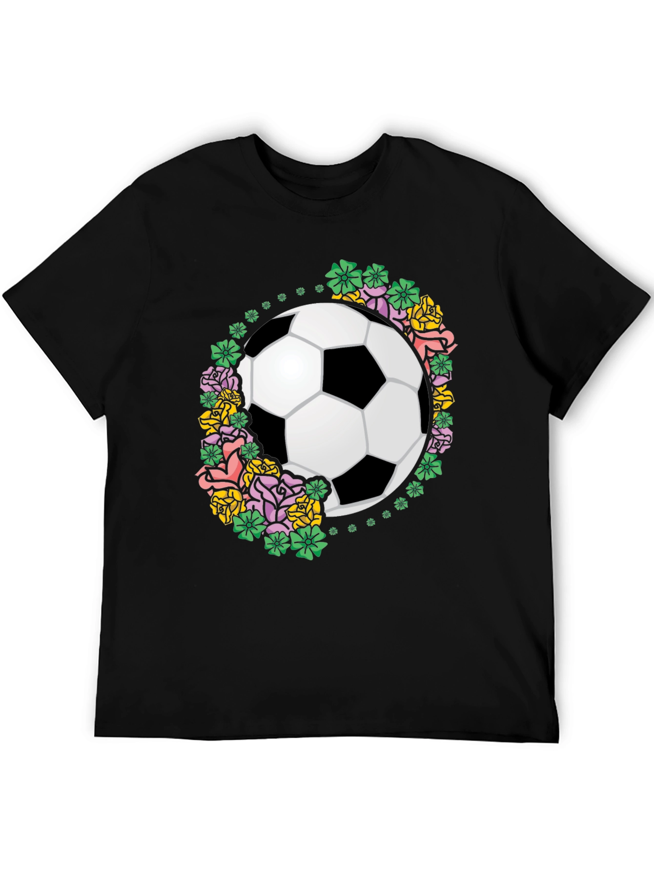 Floral Soccer Ball Graphic T-Shirt