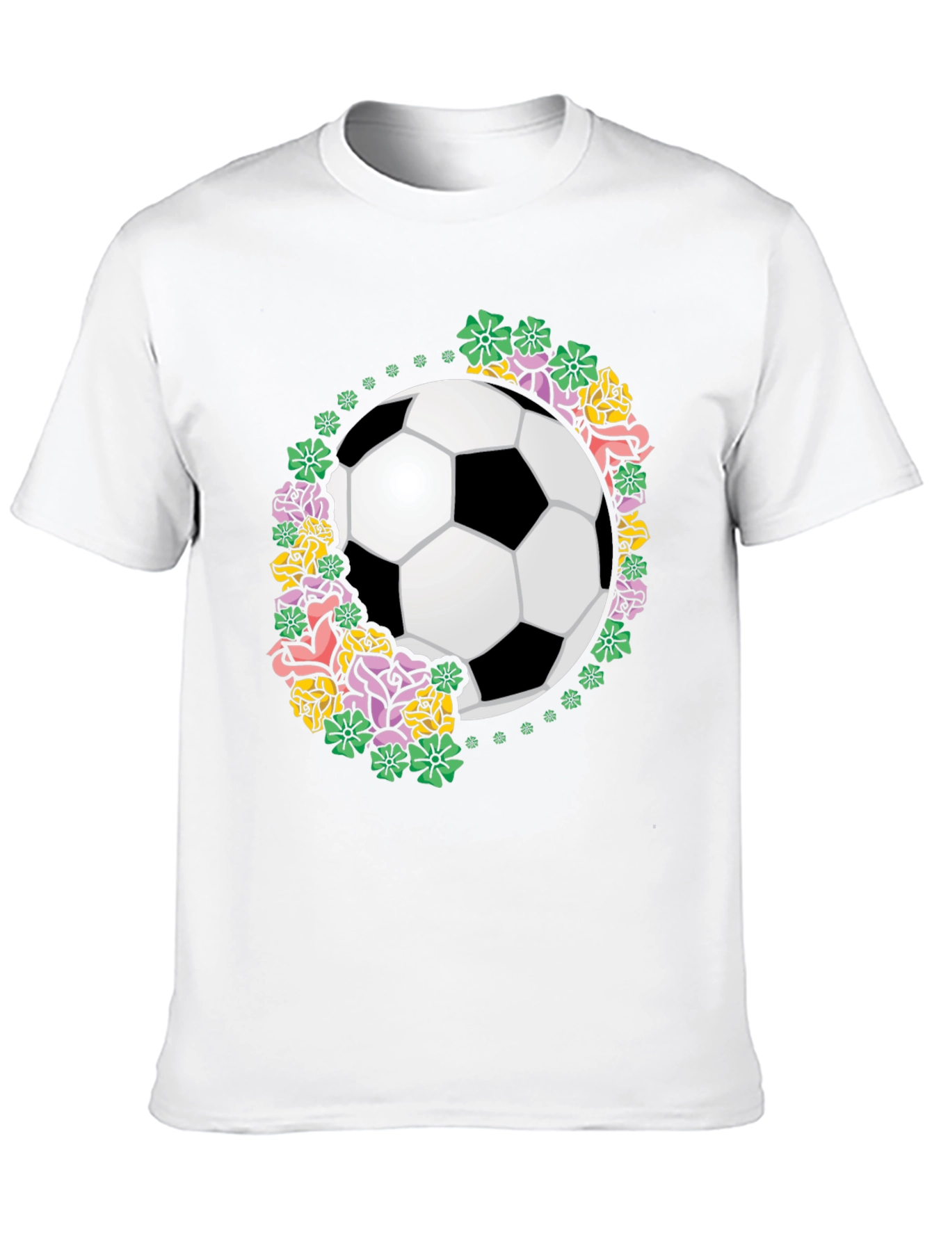 Floral Soccer Ball Graphic T-Shirt