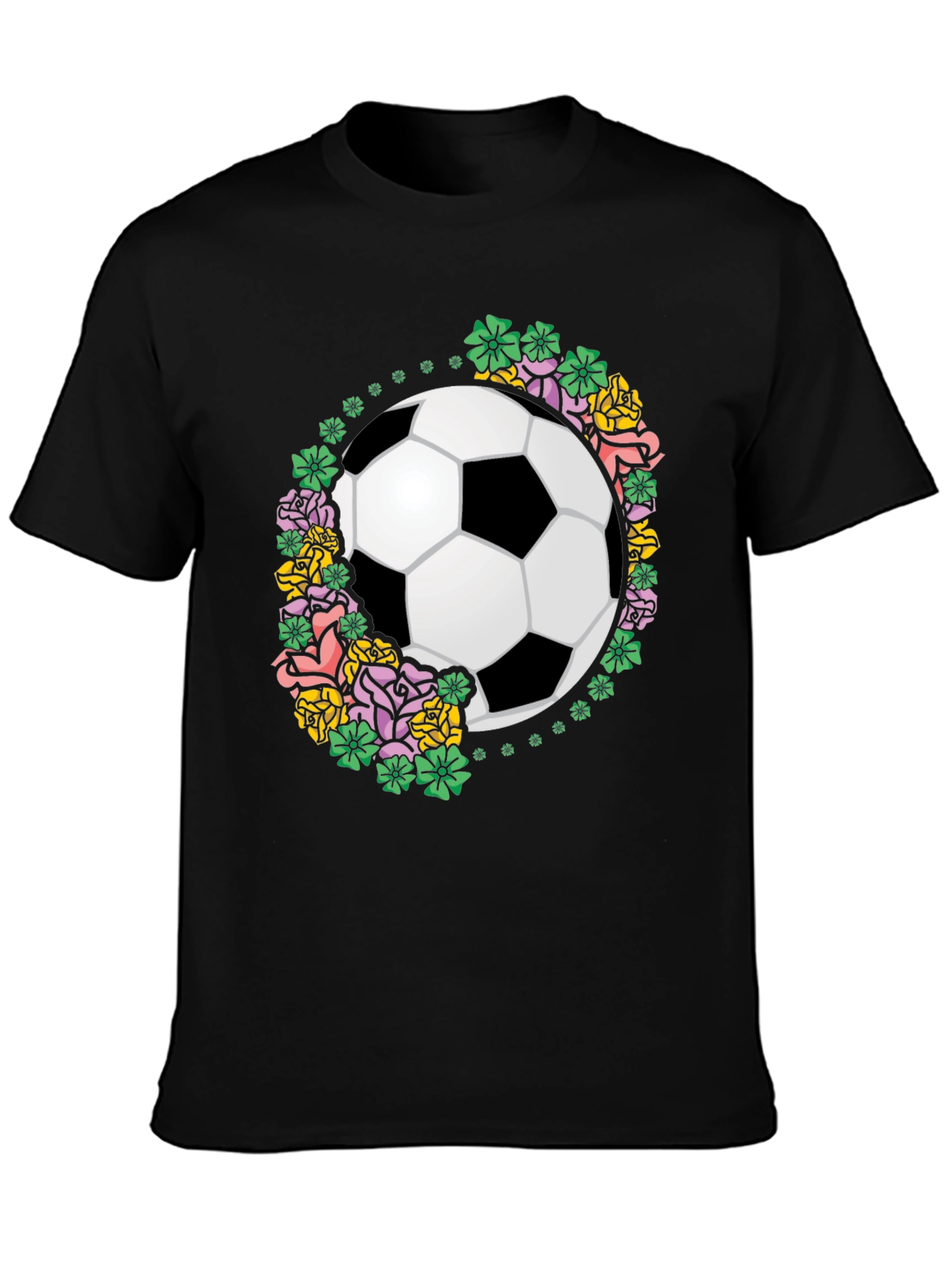 Floral Soccer Ball Graphic T-Shirt