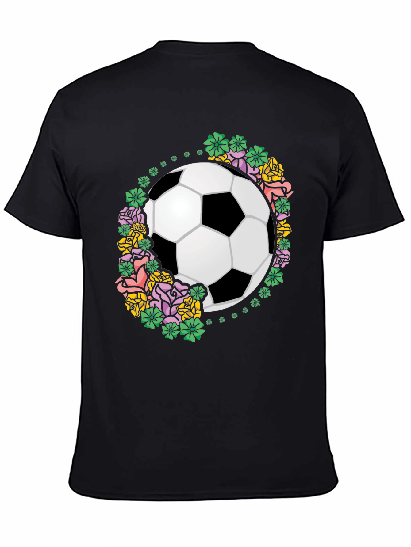 Floral Soccer Ball Graphic T-Shirt
