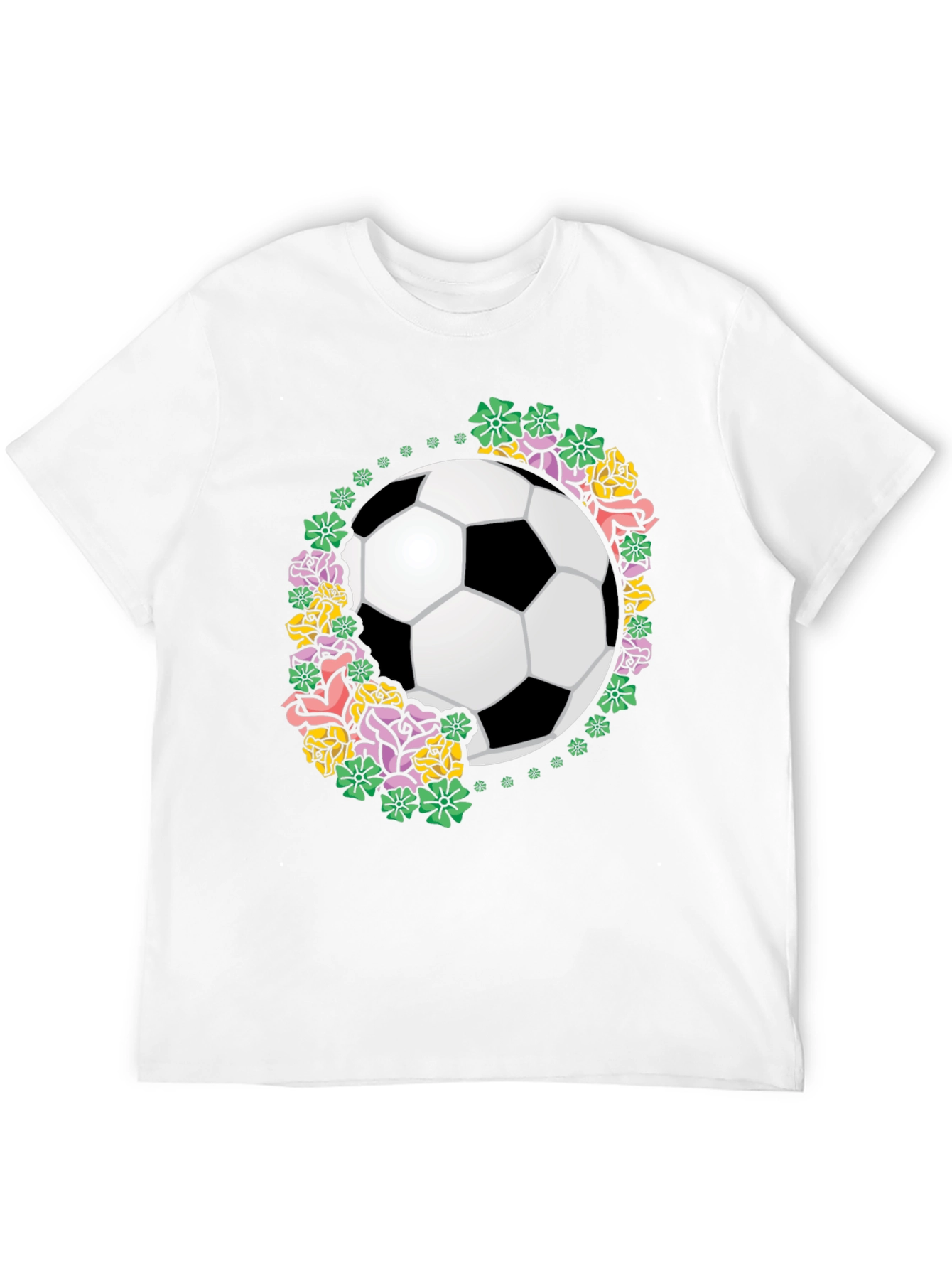 Floral Soccer Ball Graphic T-Shirt