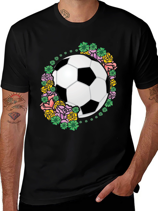 Floral Soccer Ball Graphic T-Shirt