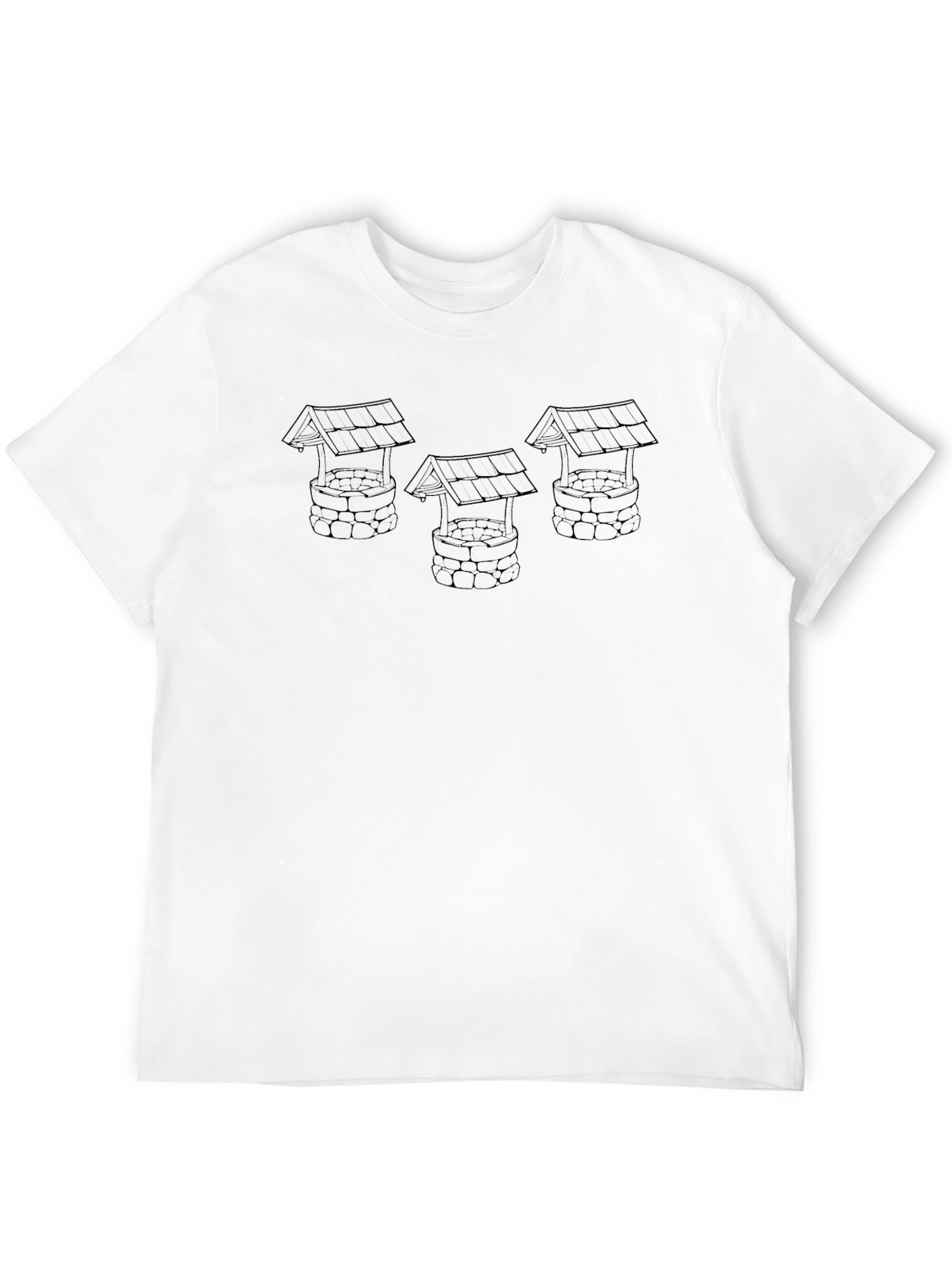 Mens Black T-Shirt with Wishing Wells Design