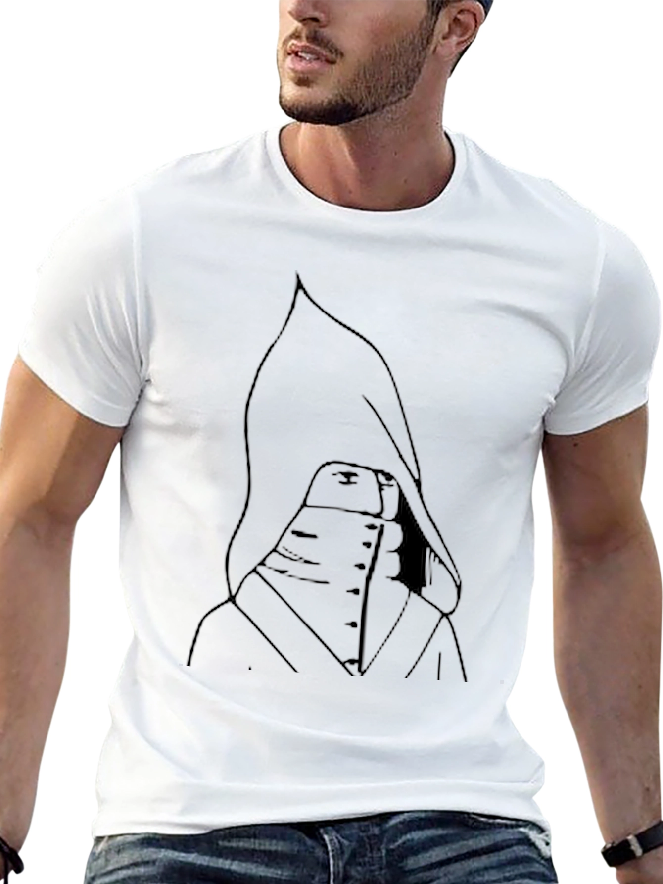 Hooded Figure Graphic Tee - Black