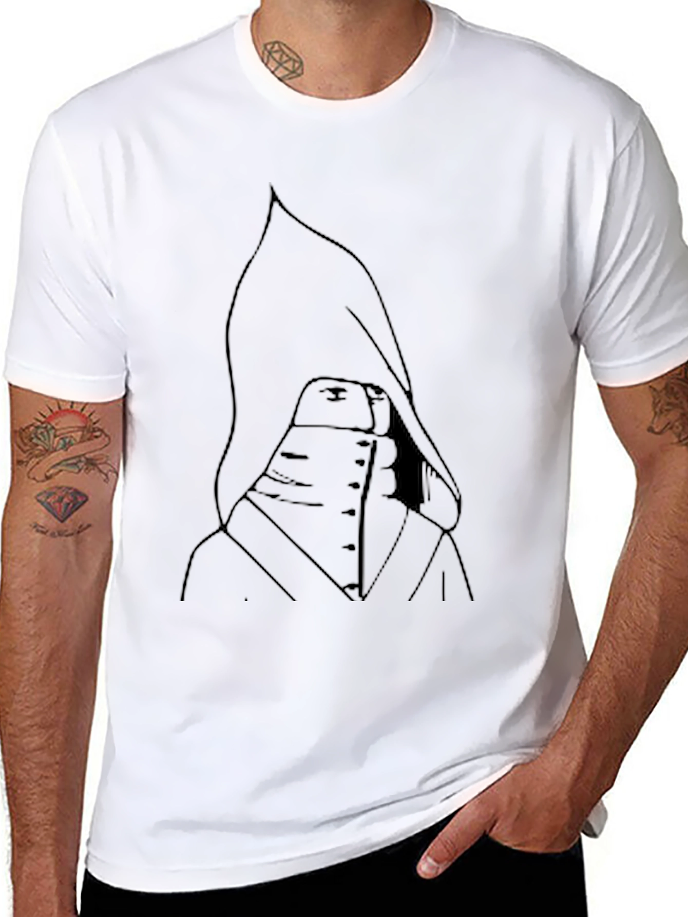Hooded Figure Graphic Tee - Black