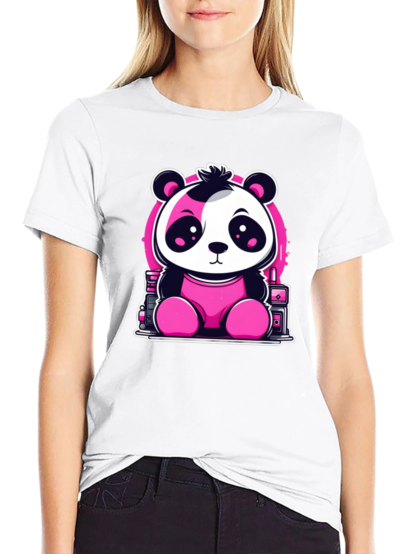 Cute Panda T-Shirt - Black