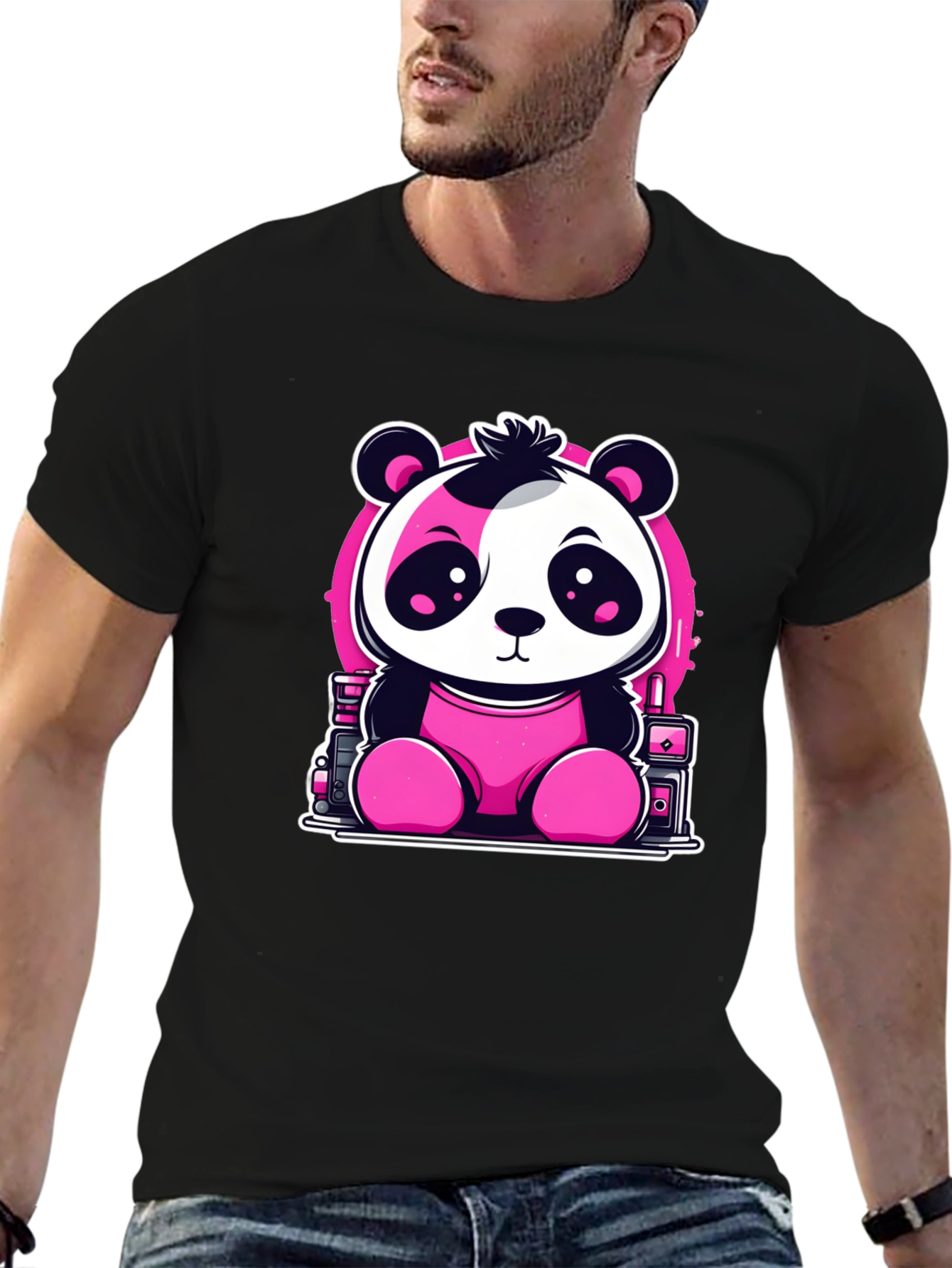 Cute Panda T-Shirt - Black