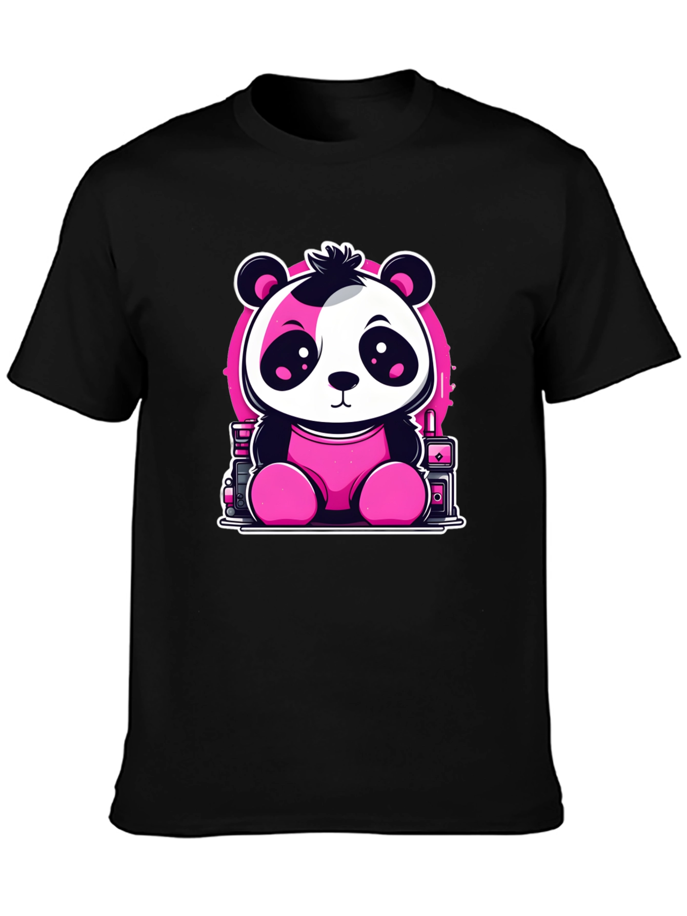 Cute Panda T-Shirt - Black