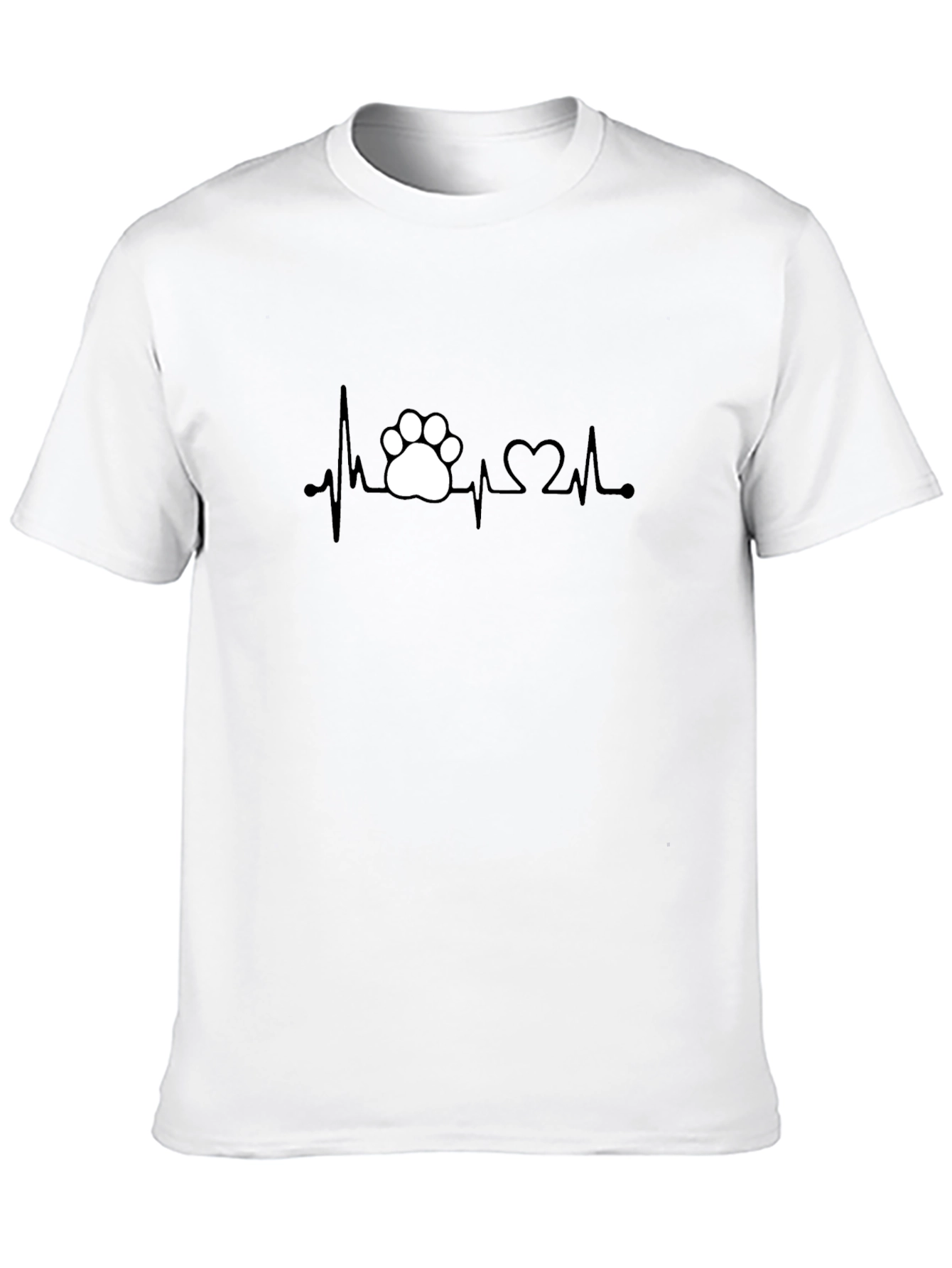 Heartbeat Paw Print Graphic Tee - Black
