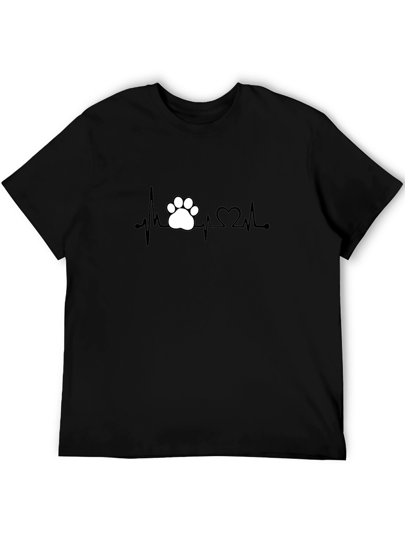 Heartbeat Paw Print Graphic Tee - Black