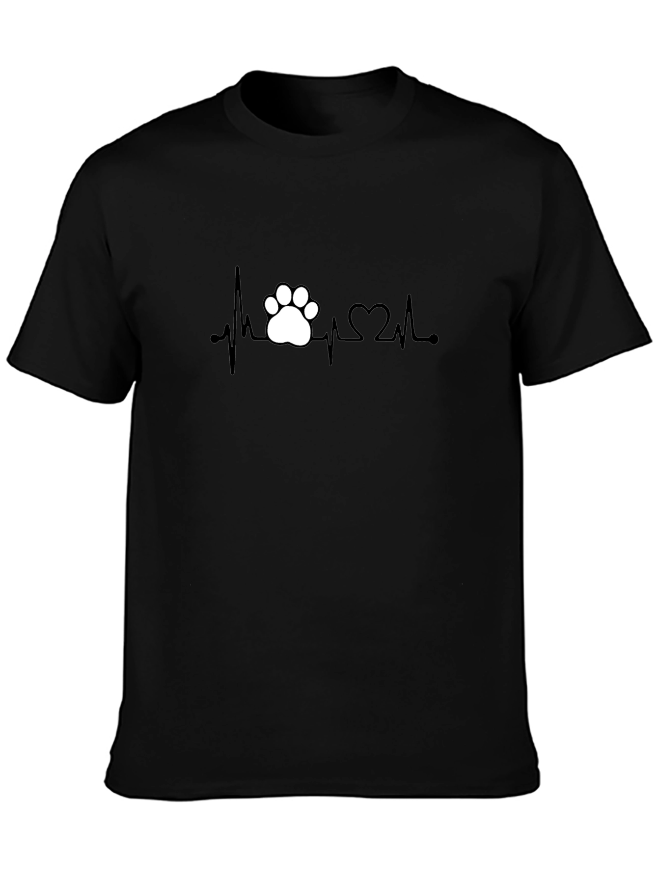 Heartbeat Paw Print Graphic Tee - Black