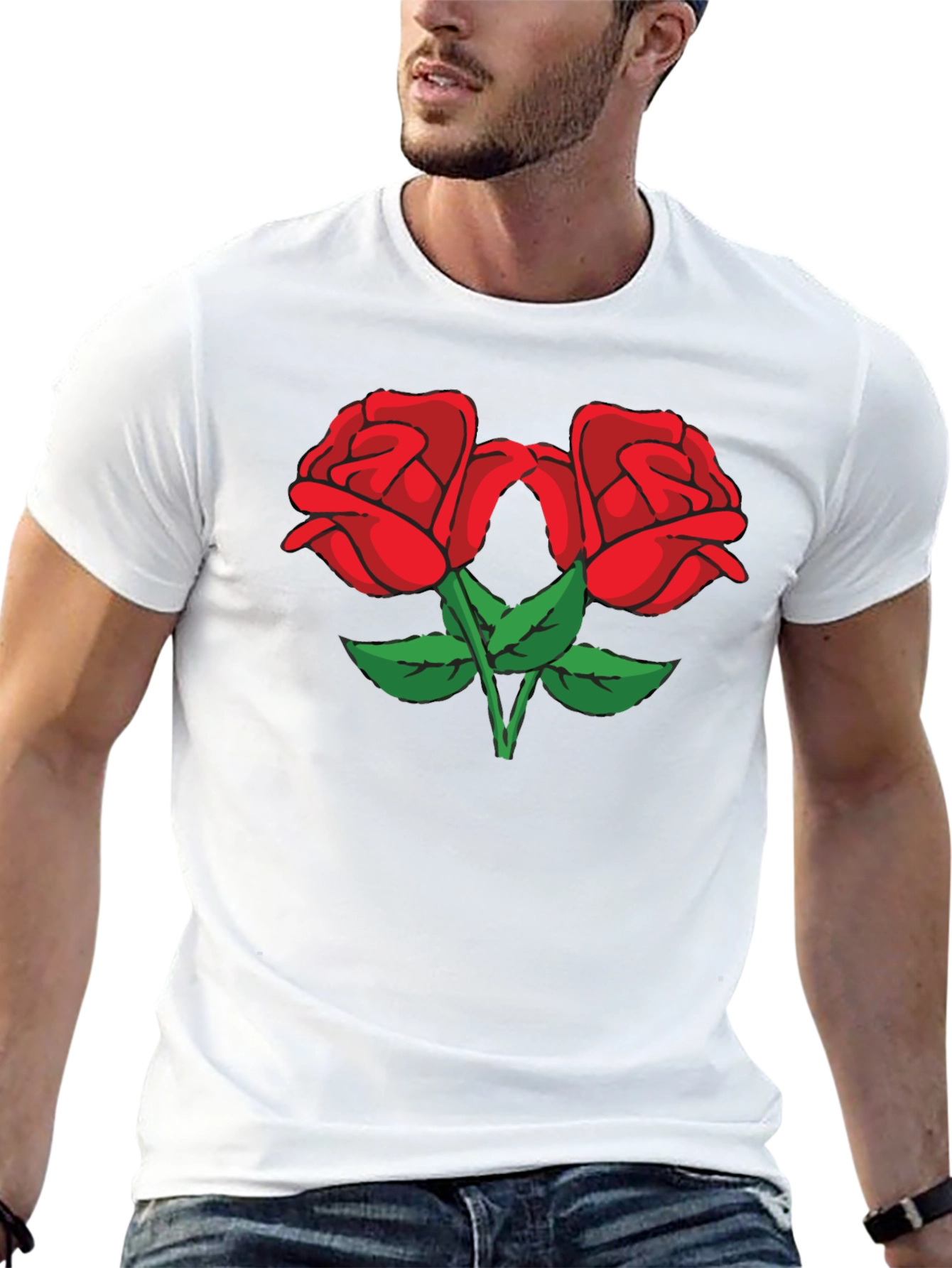 Two Roses Graphic Black Tee