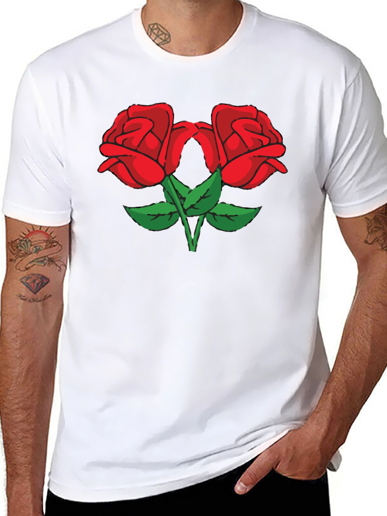 Two Roses Graphic Black Tee