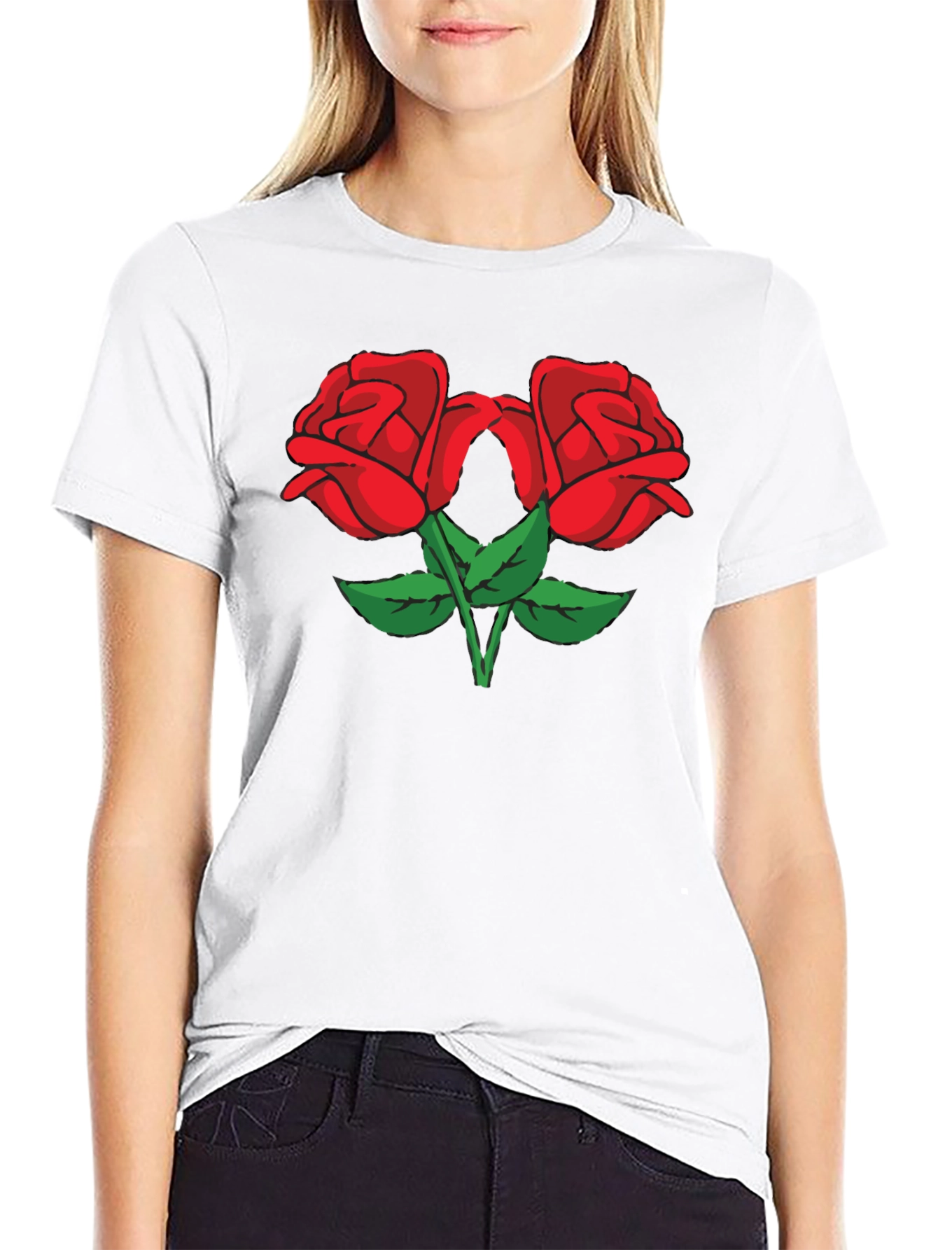 Two Roses Graphic Black Tee