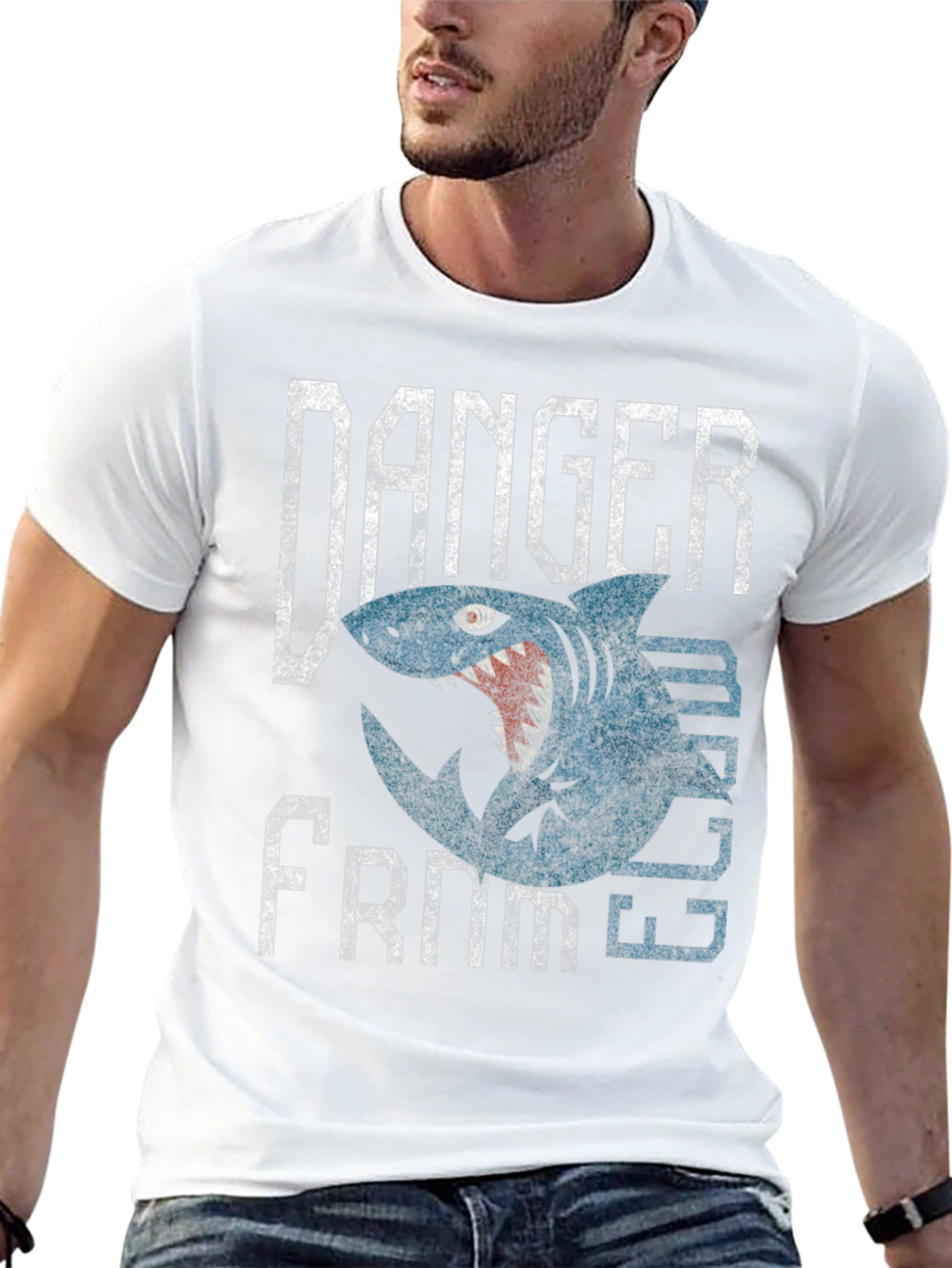 Danger From Below Shark Graphic T-Shirt