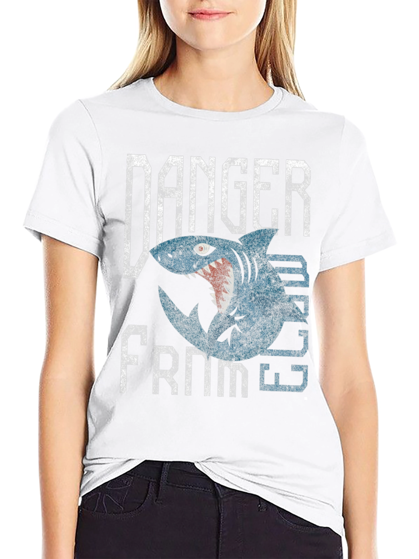 Danger From Below Shark Graphic T-Shirt