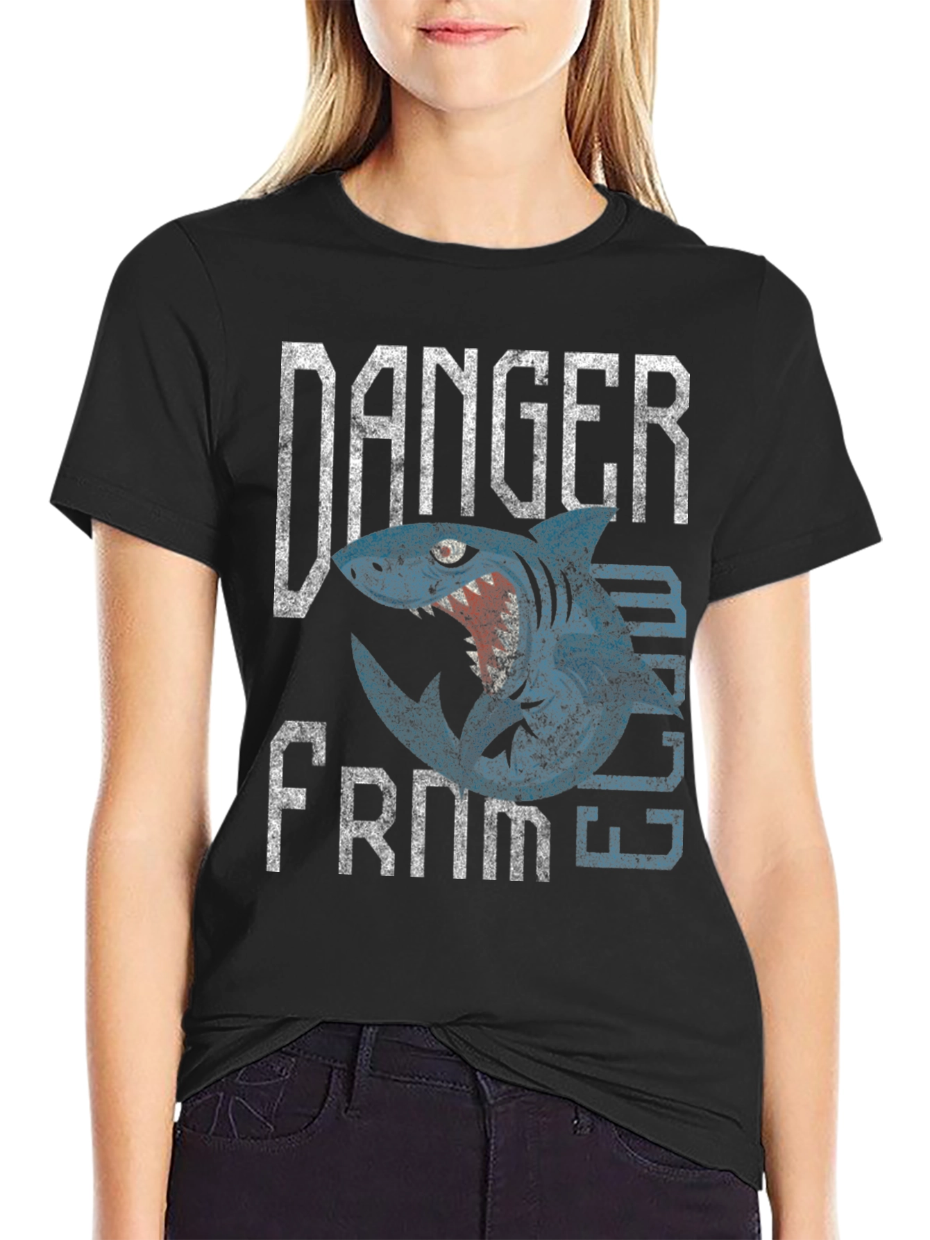 Danger From Below Shark Graphic T-Shirt