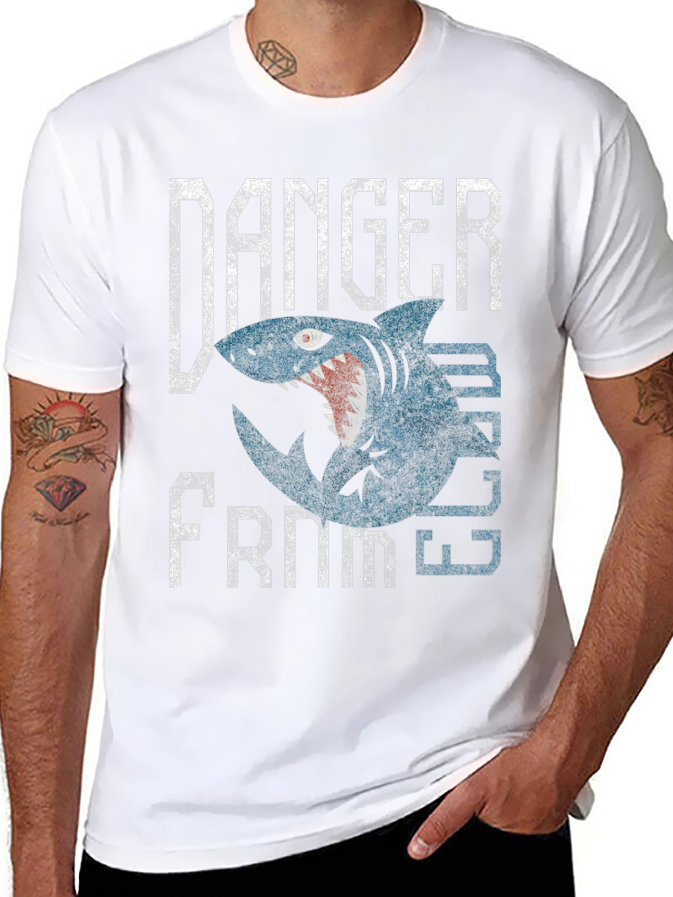 Danger From Below Shark Graphic T-Shirt