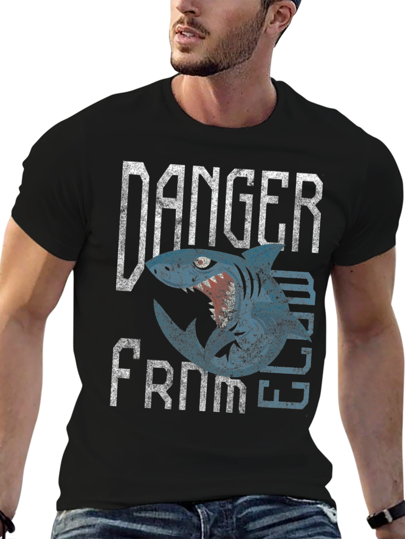 Danger From Below Shark Graphic T-Shirt