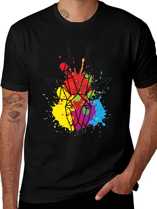 Geometric Deer T-Shirt - Colorful Abstract Design