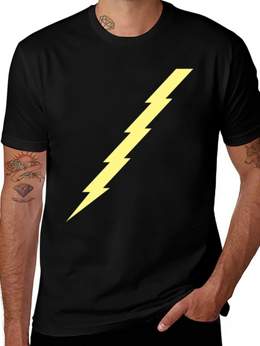 Black Tee with Yellow Lightning Bolt Graphic
