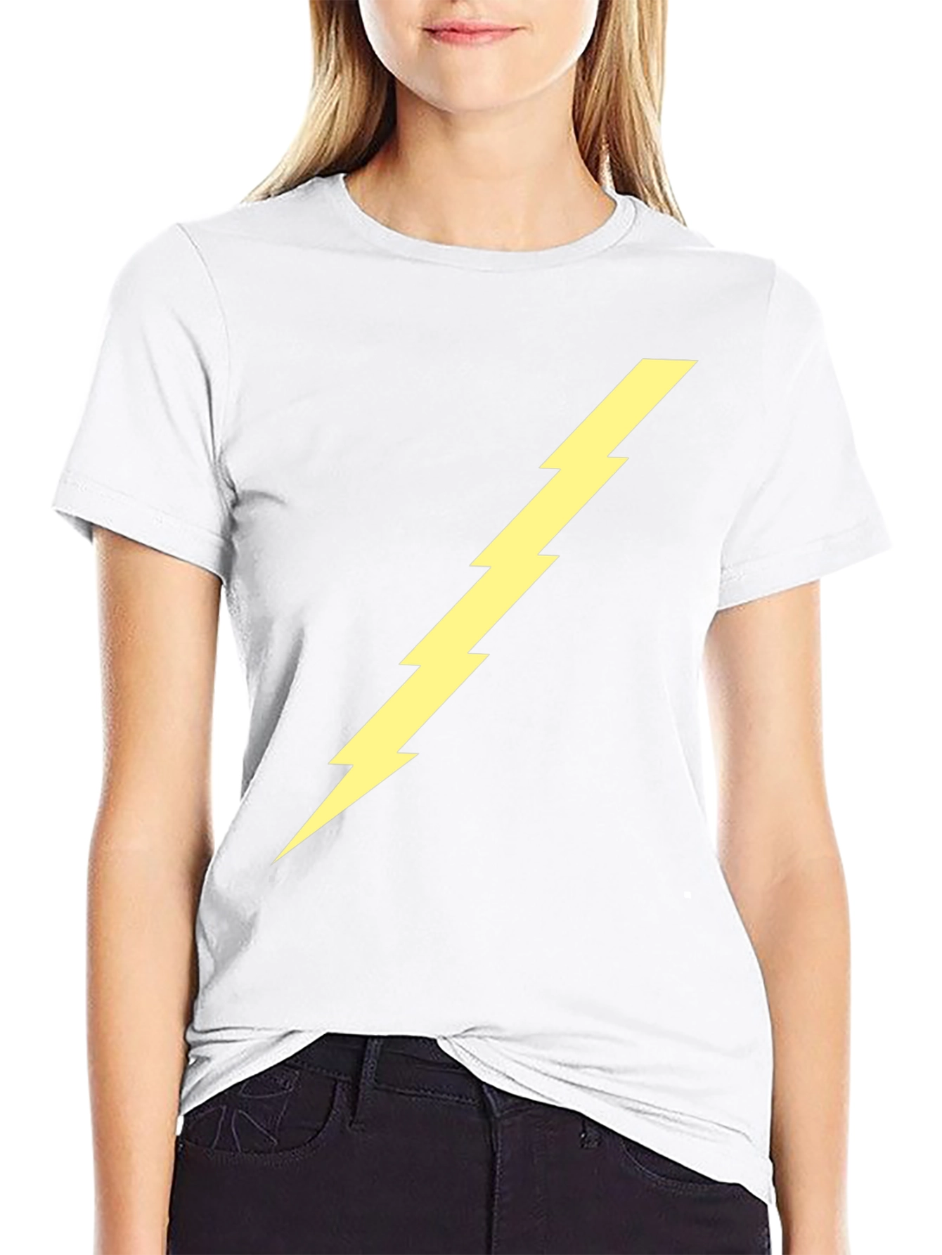 Black Tee with Yellow Lightning Bolt Graphic