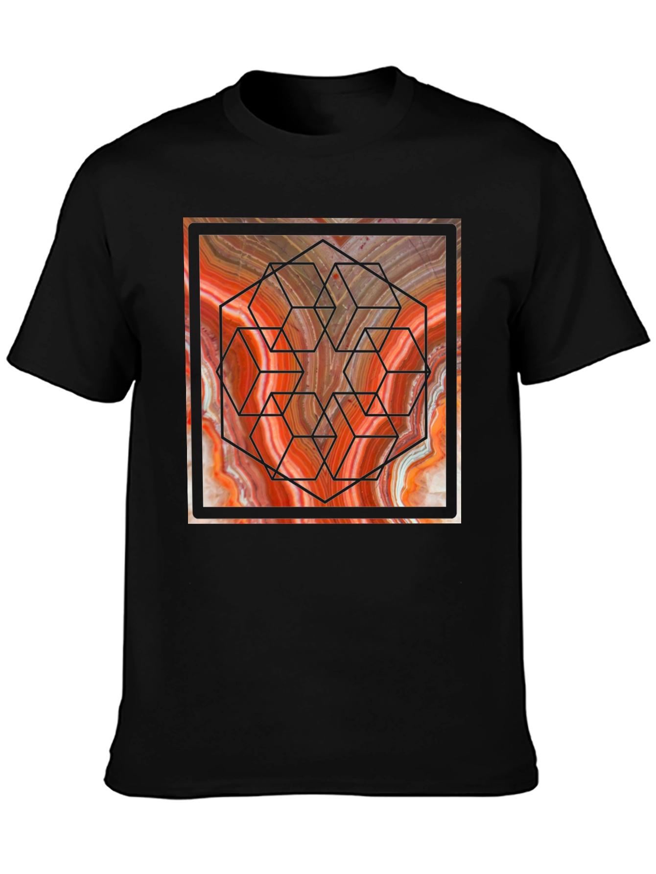 Geometric Marble Graphic Tee - Unique Design