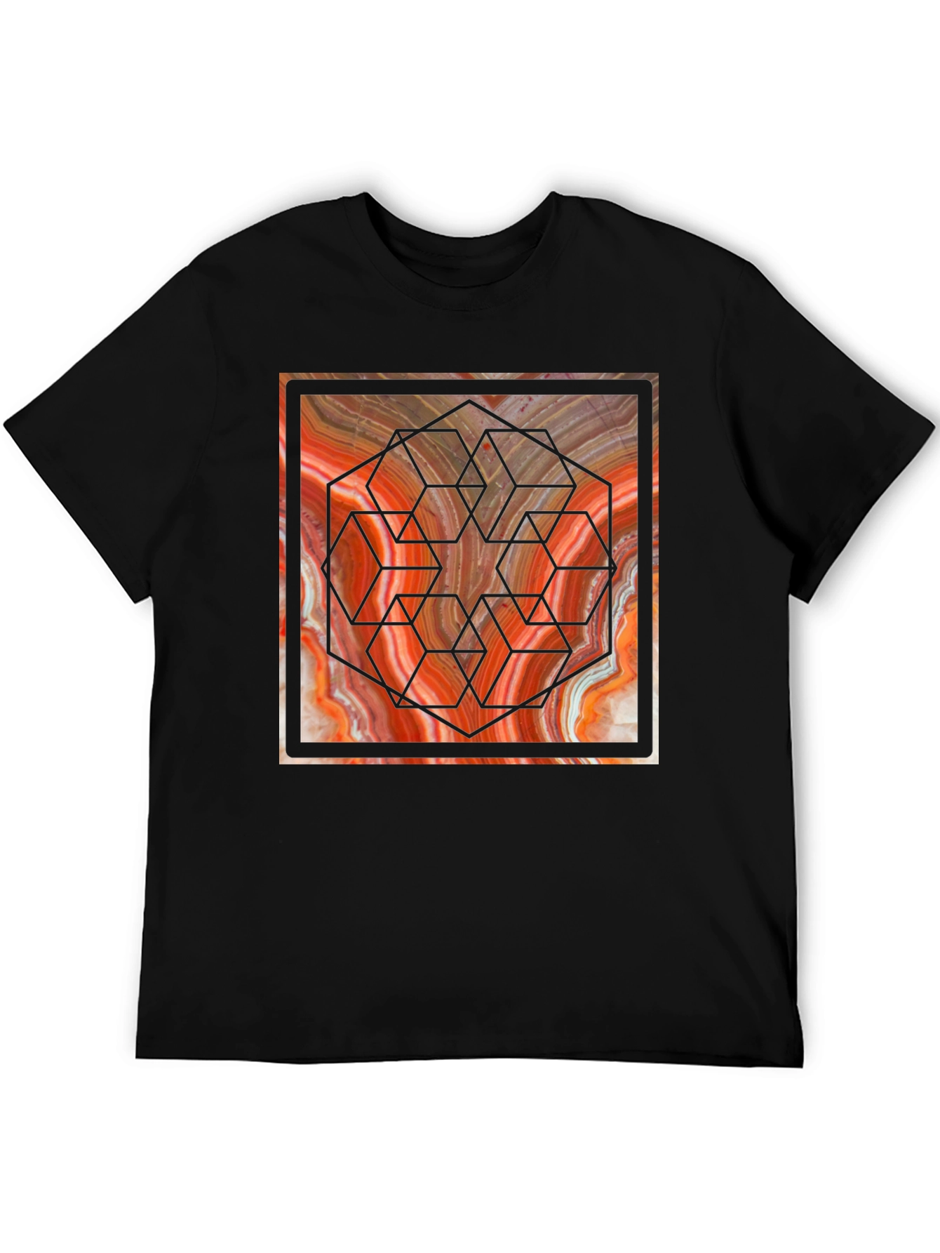 Geometric Marble Graphic Tee - Unique Design